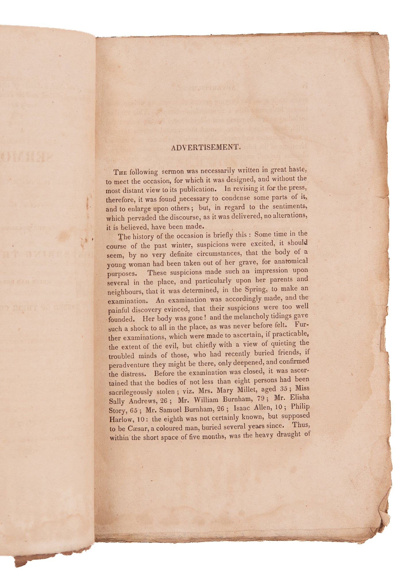 1818 AMERICAN DR. FRANKENSTEIN. Sermon on Reinterring Graves - Medical Body Snatcher