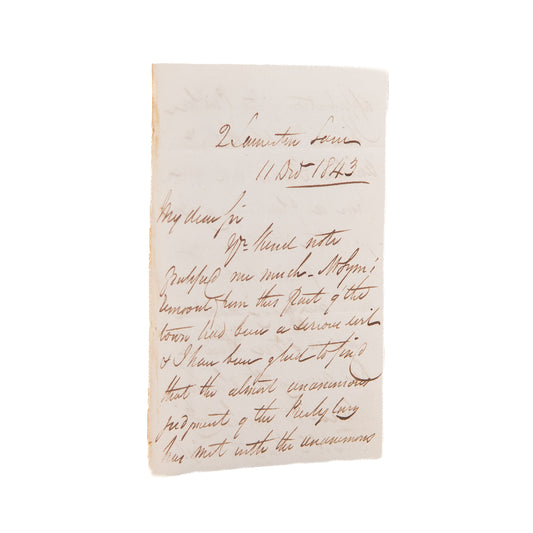 1843 THOMAS GUTHRIE. Rare Letter from Formation Free Church of Scotland - Presbyterian Disruption.