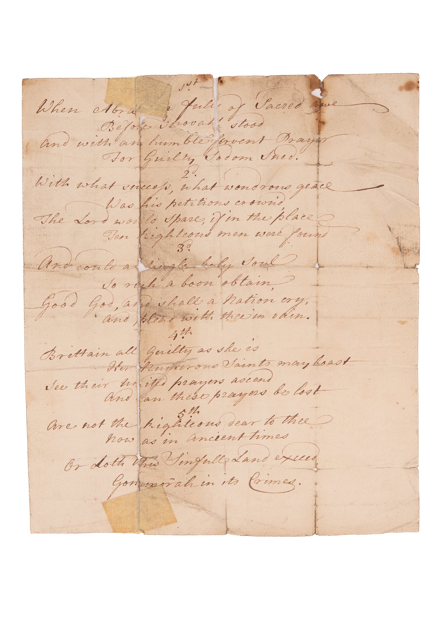 1740 ELIZABETH SCOTT. 8 Stanza MSs Hymn by Signifanct Female Hymnist of Great Awakening.