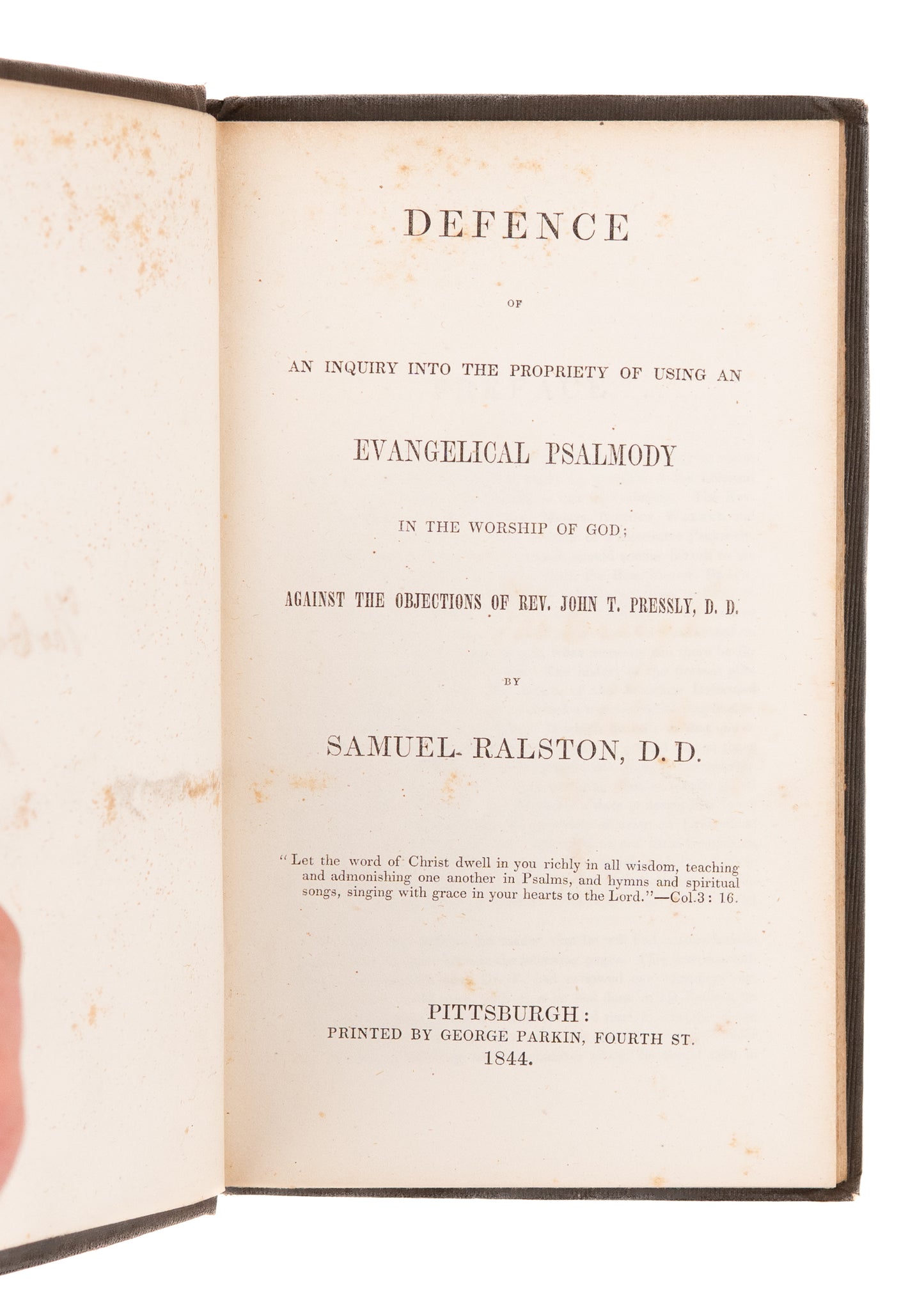 1844 SAMUEL RALSTON. Ralston on the Evangelical Use of the Psalms. Presbyterian Psalmody