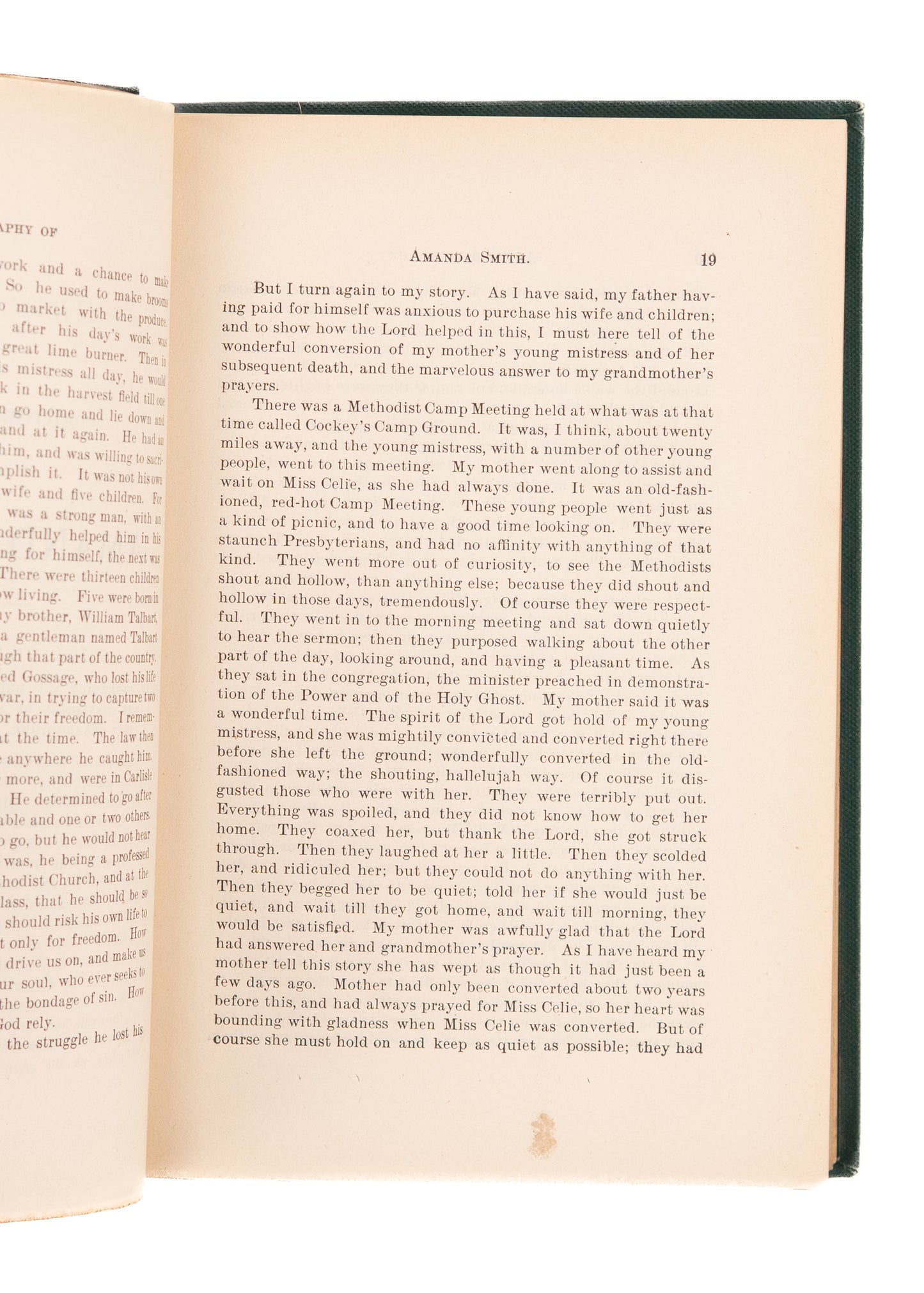 1893 MRS. AMANDA SMITH. Signed. Autobiography of The Colored Evangelist. Plus Ephemera.