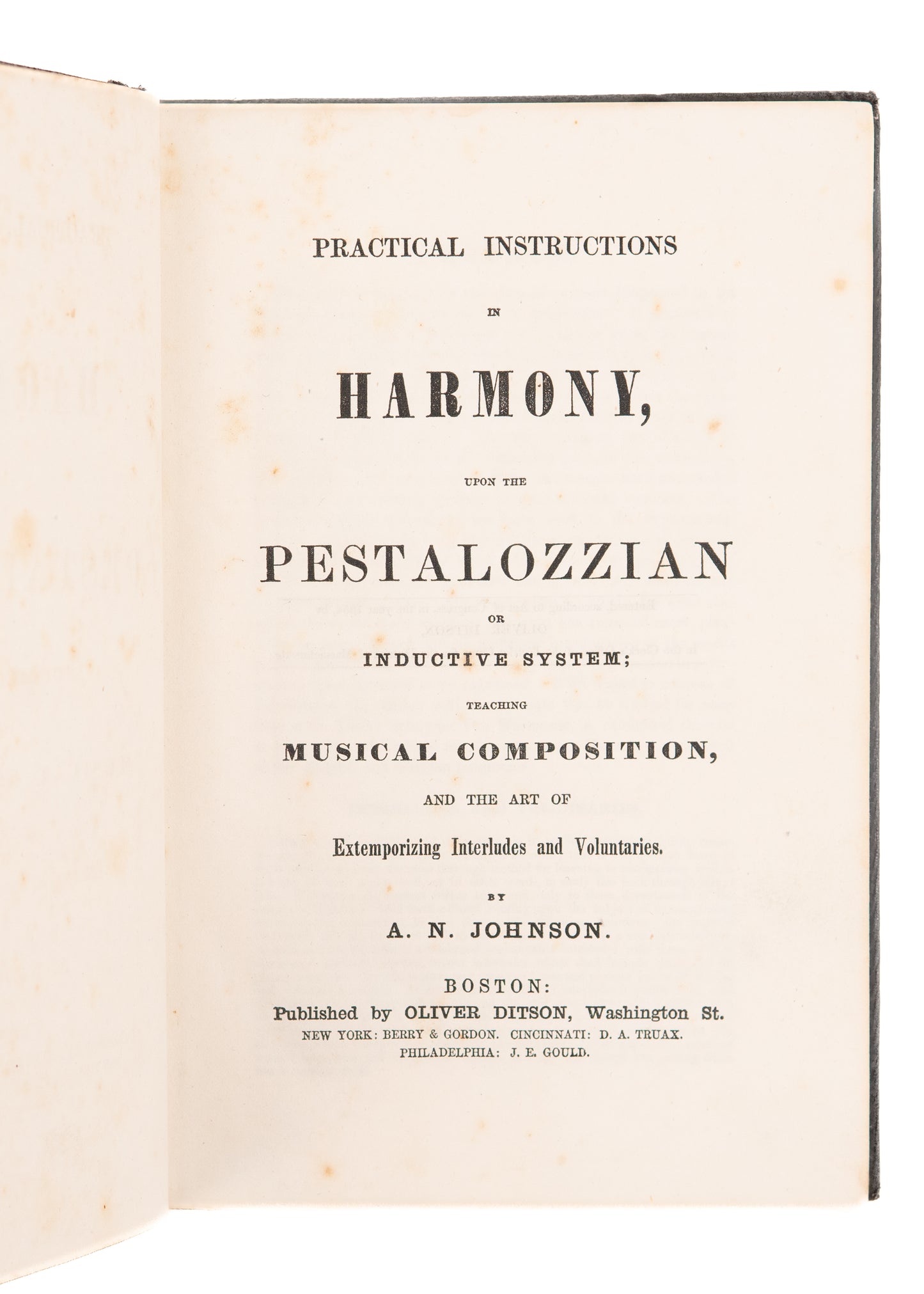 1854 A. N. JOHNSON. Practical Instructions in Harmony. Early "Romantic" Singing Manual.