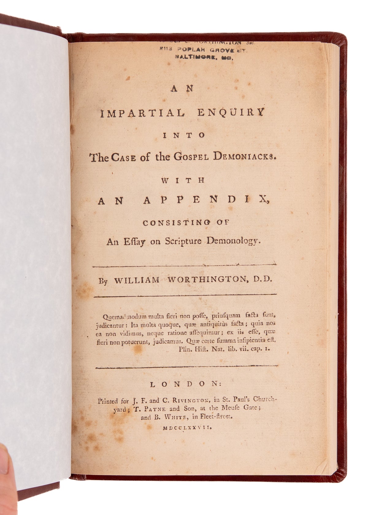 1777 DEMONS AND DEMONIACKS. Demons Real and Their Expulsion Demonstrates Christ's Reign.