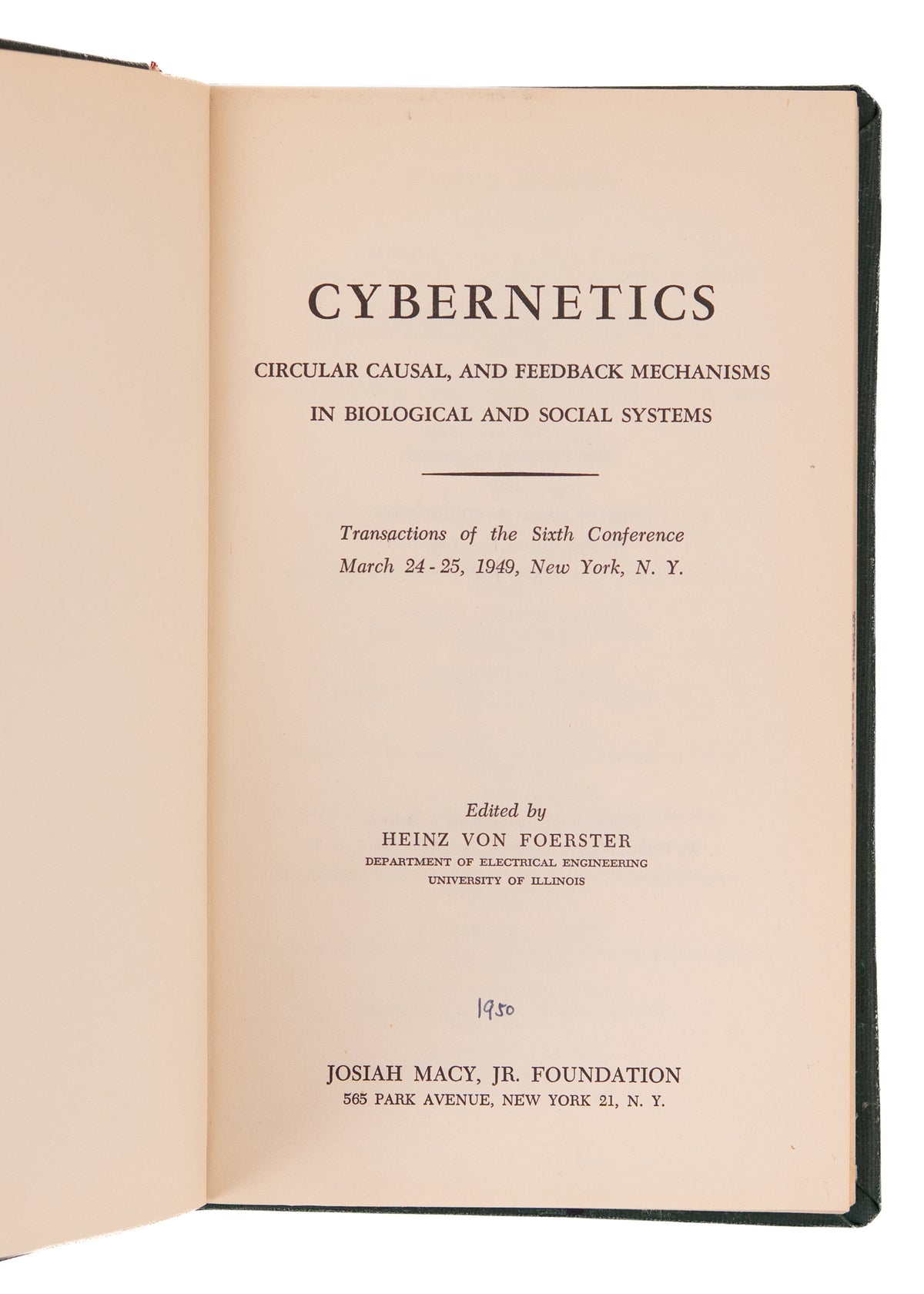 1949 CYBERNETICS - AI. Transaction of the Sixth Conference on Cybernetics w/ Provenance.