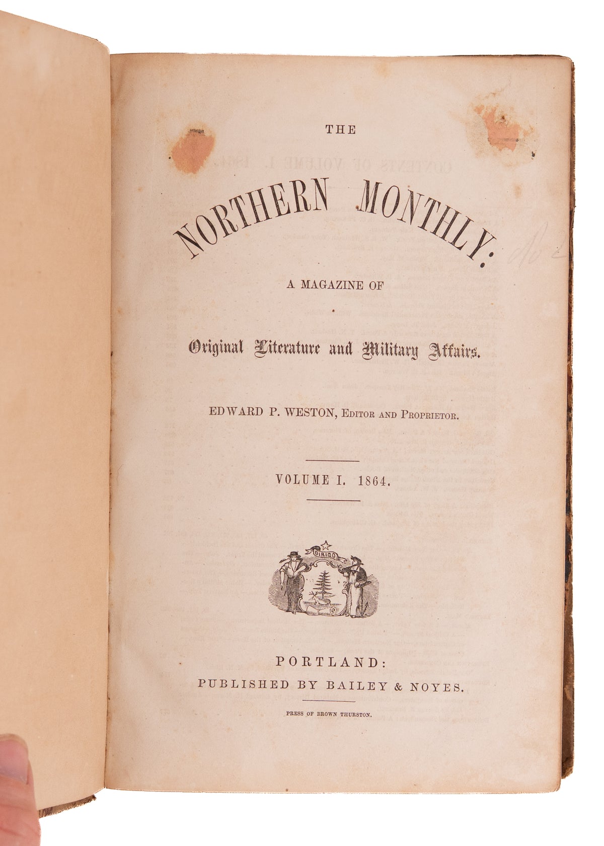1864 NORTHERN MONTHLY. First Hand Accounts of Contraband Encampments, Civil War, John Brown & Harper's Ferry