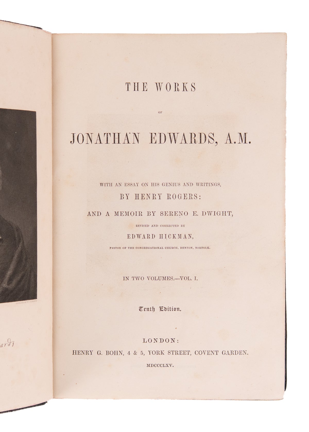 1865 JONATHAN EDWARDS. Works of Jonathan Edwards in Two Attractive Large Leather Bindings.