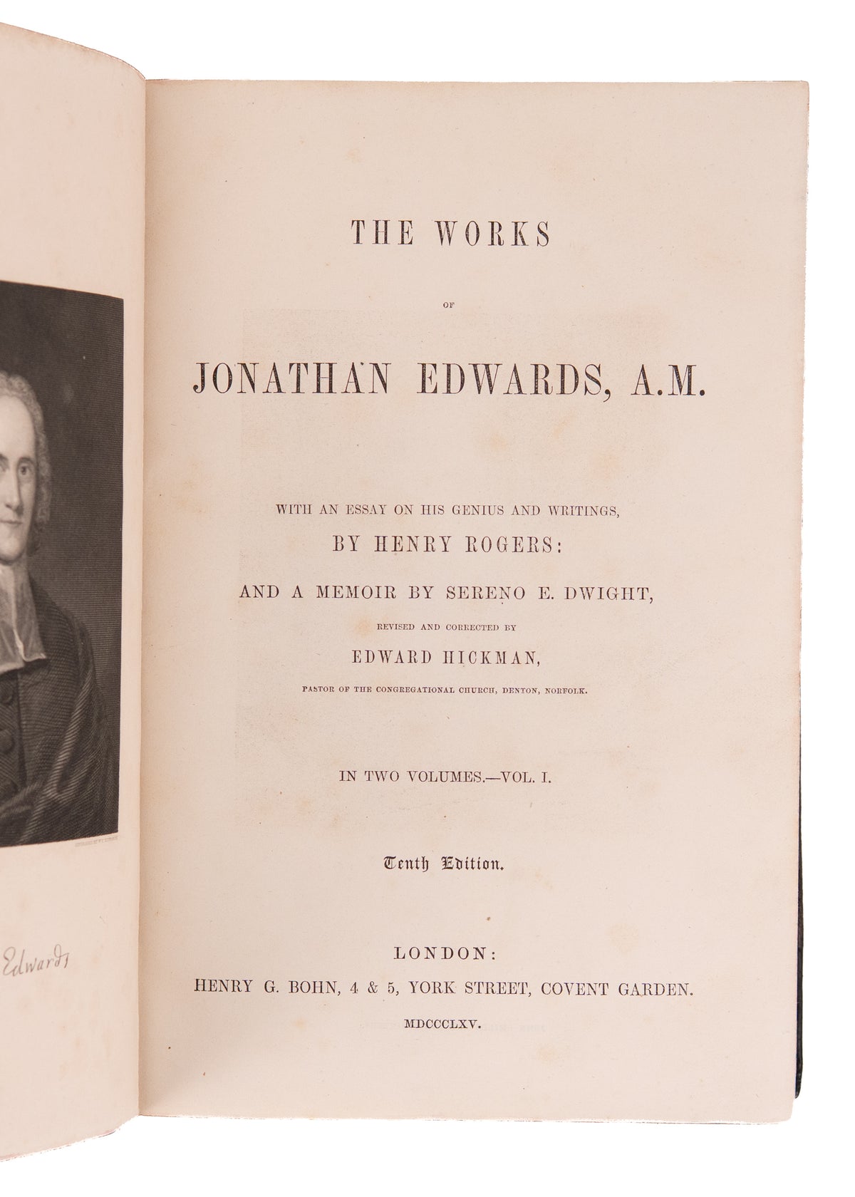1865 JONATHAN EDWARDS. Works of Jonathan Edwards in Two Attractive Large Leather Bindings.