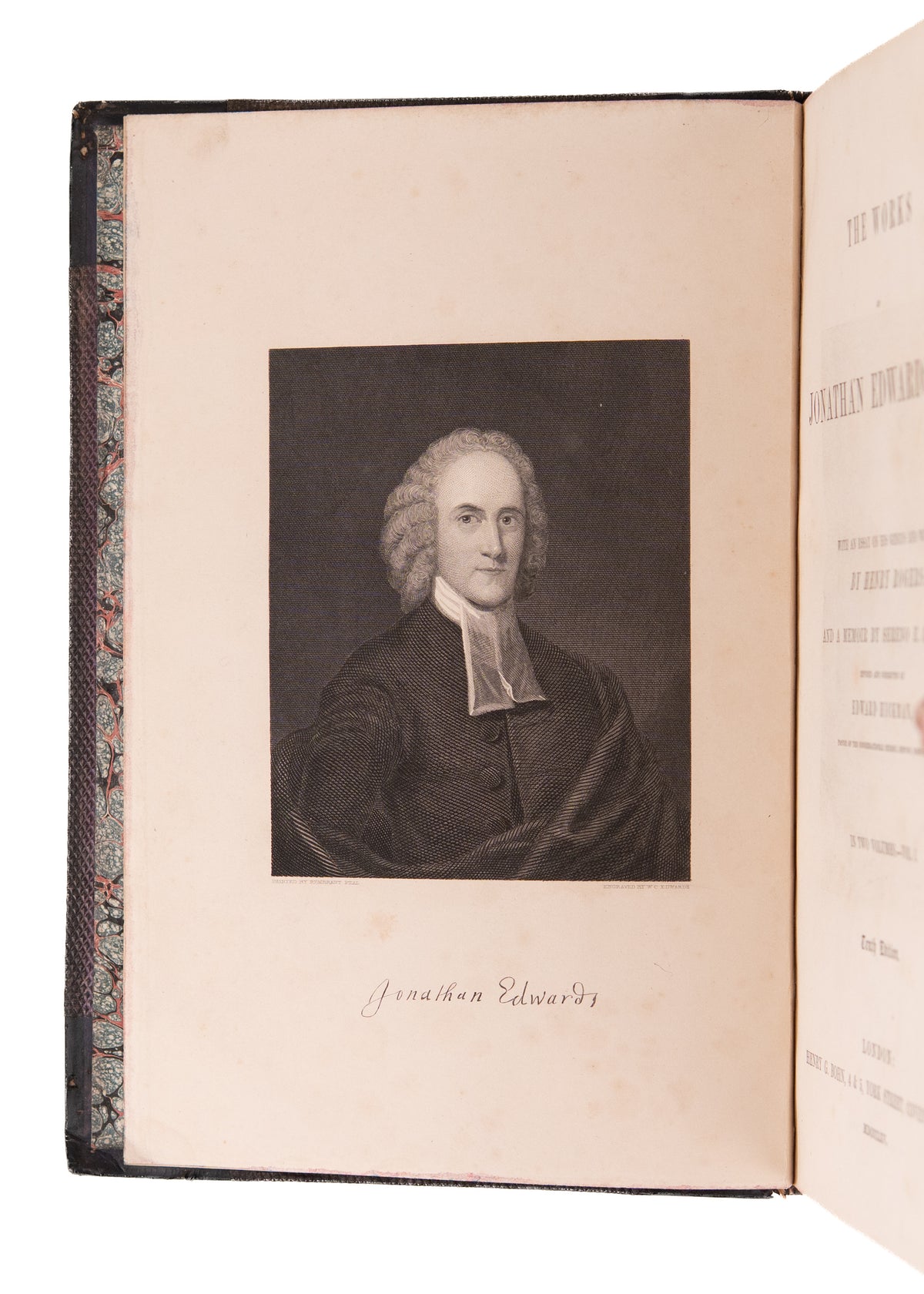 1865 JONATHAN EDWARDS. Works of Jonathan Edwards in Two Attractive Large Leather Bindings.