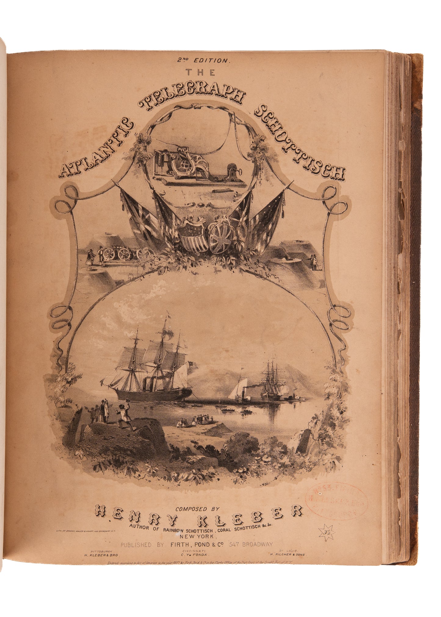 1844-1858 MUSIC SAMMELBAND. P. T. Barnum, Blackface Minstrels, and The Trans-Atlantic Telegraph.