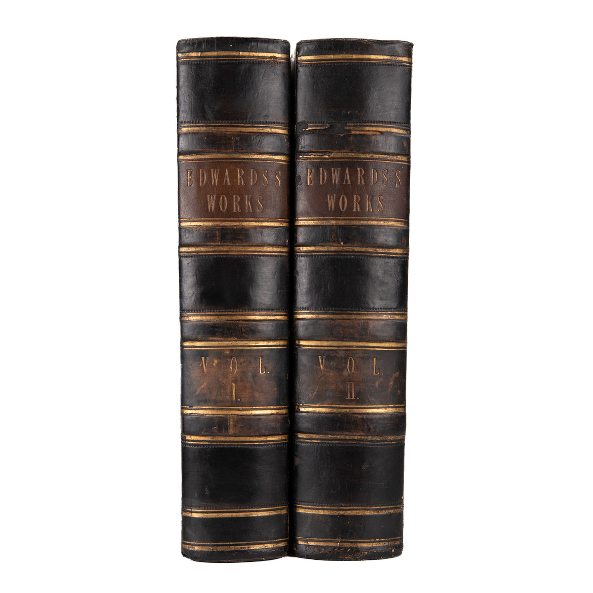 1865 JONATHAN EDWARDS. Works of Jonathan Edwards in Two Attractive Large Leather Bindings.