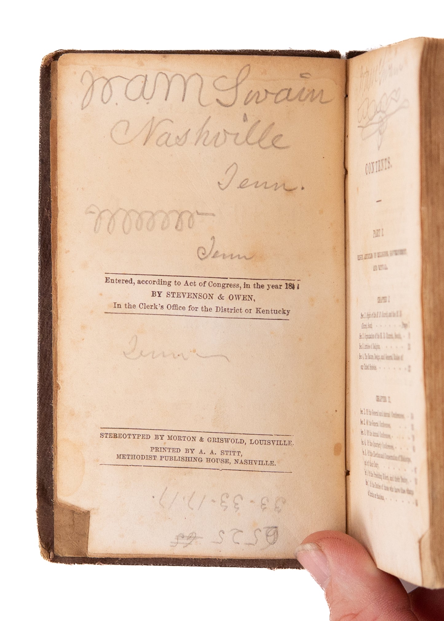1855 METHODIST SOUTH DISCIPLINE. South Carolina Methodist MSs Notes he Tires of Discussing Slavery