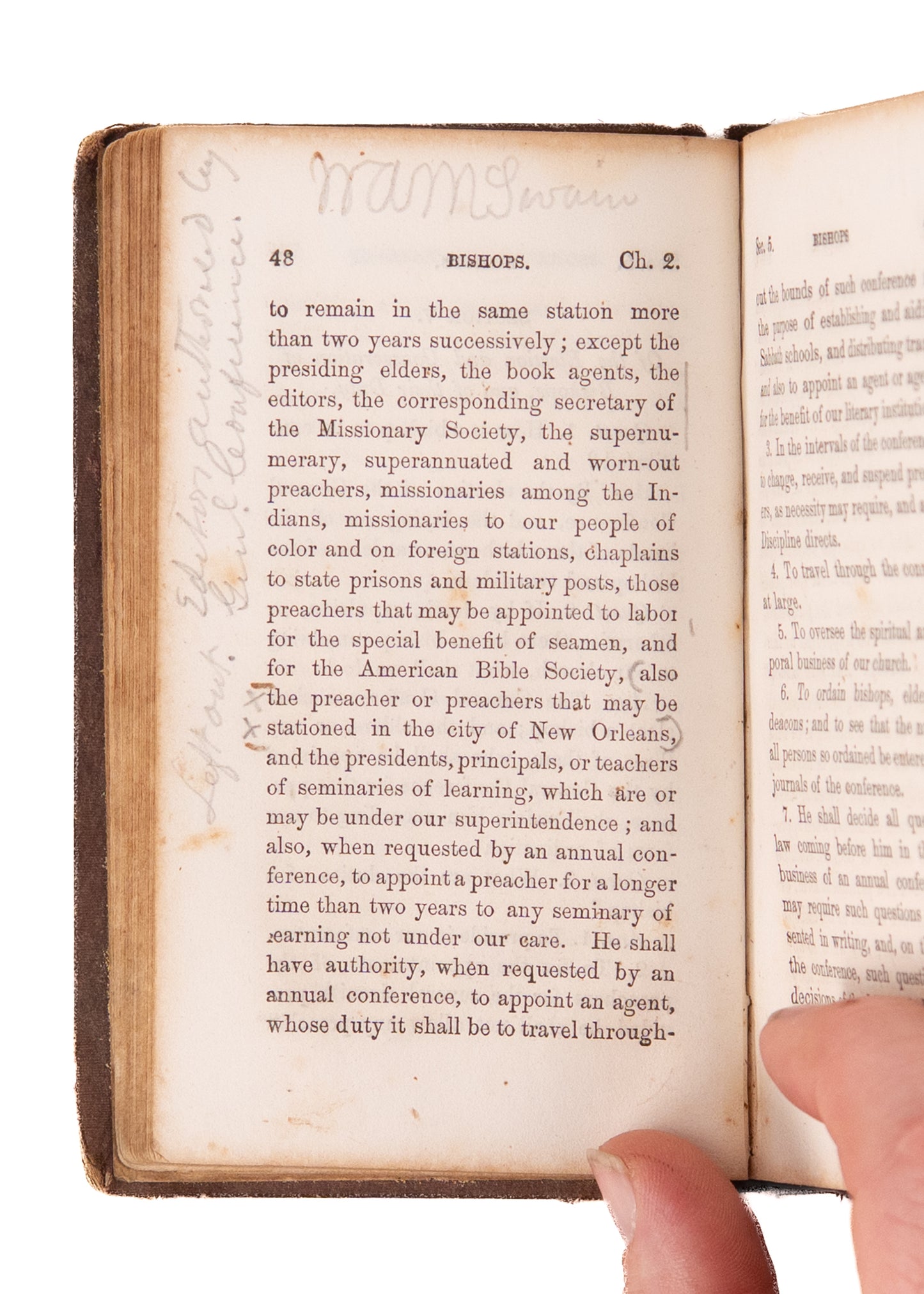 1855 METHODIST SOUTH DISCIPLINE. South Carolina Methodist MSs Notes he Tires of Discussing Slavery