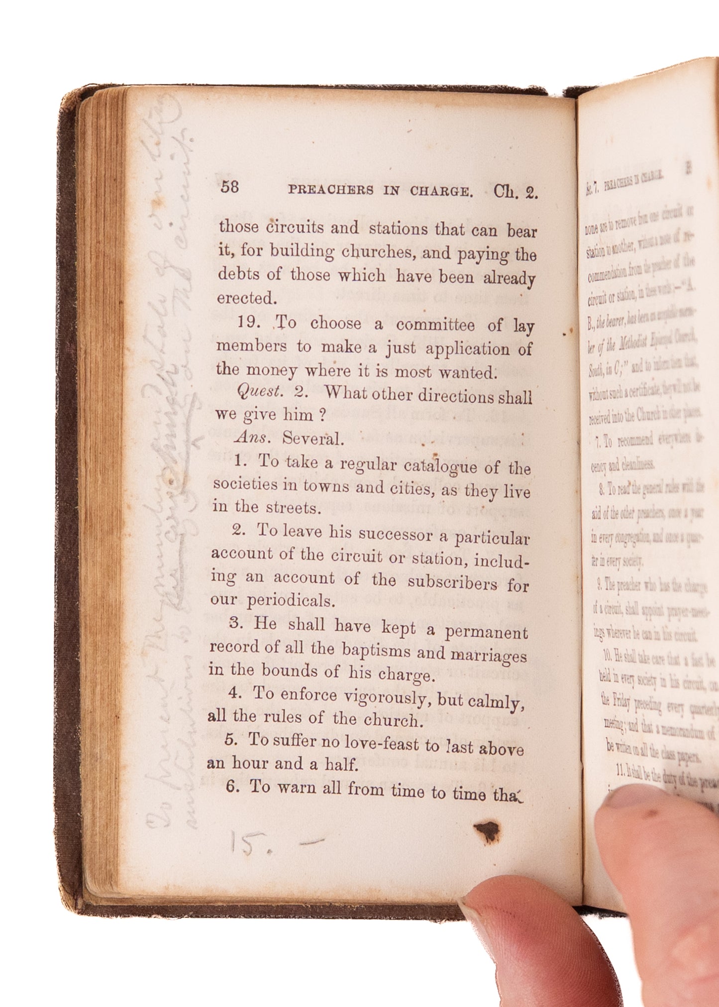 1855 METHODIST SOUTH DISCIPLINE. South Carolina Methodist MSs Notes he Tires of Discussing Slavery