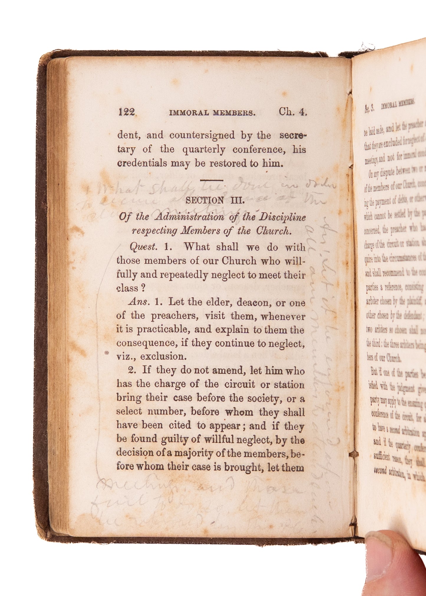 1855 METHODIST SOUTH DISCIPLINE. South Carolina Methodist MSs Notes he Tires of Discussing Slavery