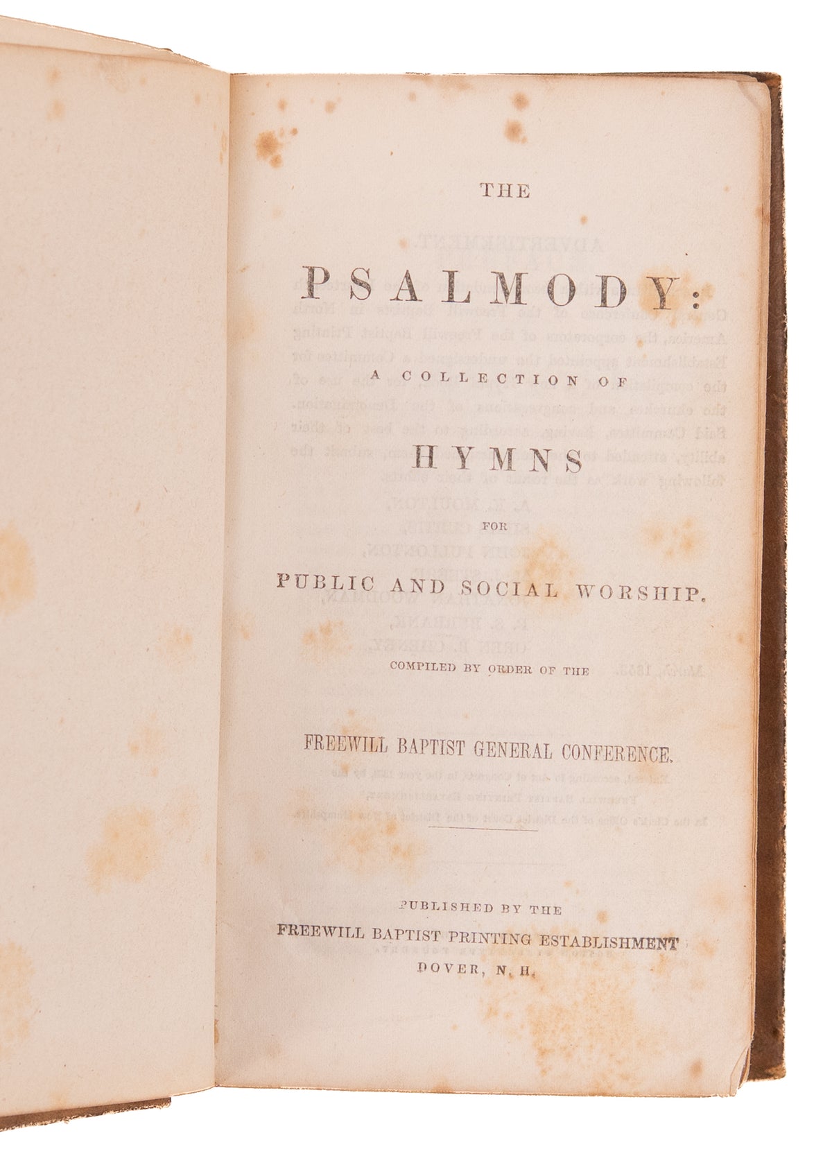 1853 FREEWILL BAPTIST. The Psalmody - An Anti-Slavery Hymnal Issued After Fugitive Slave Act.