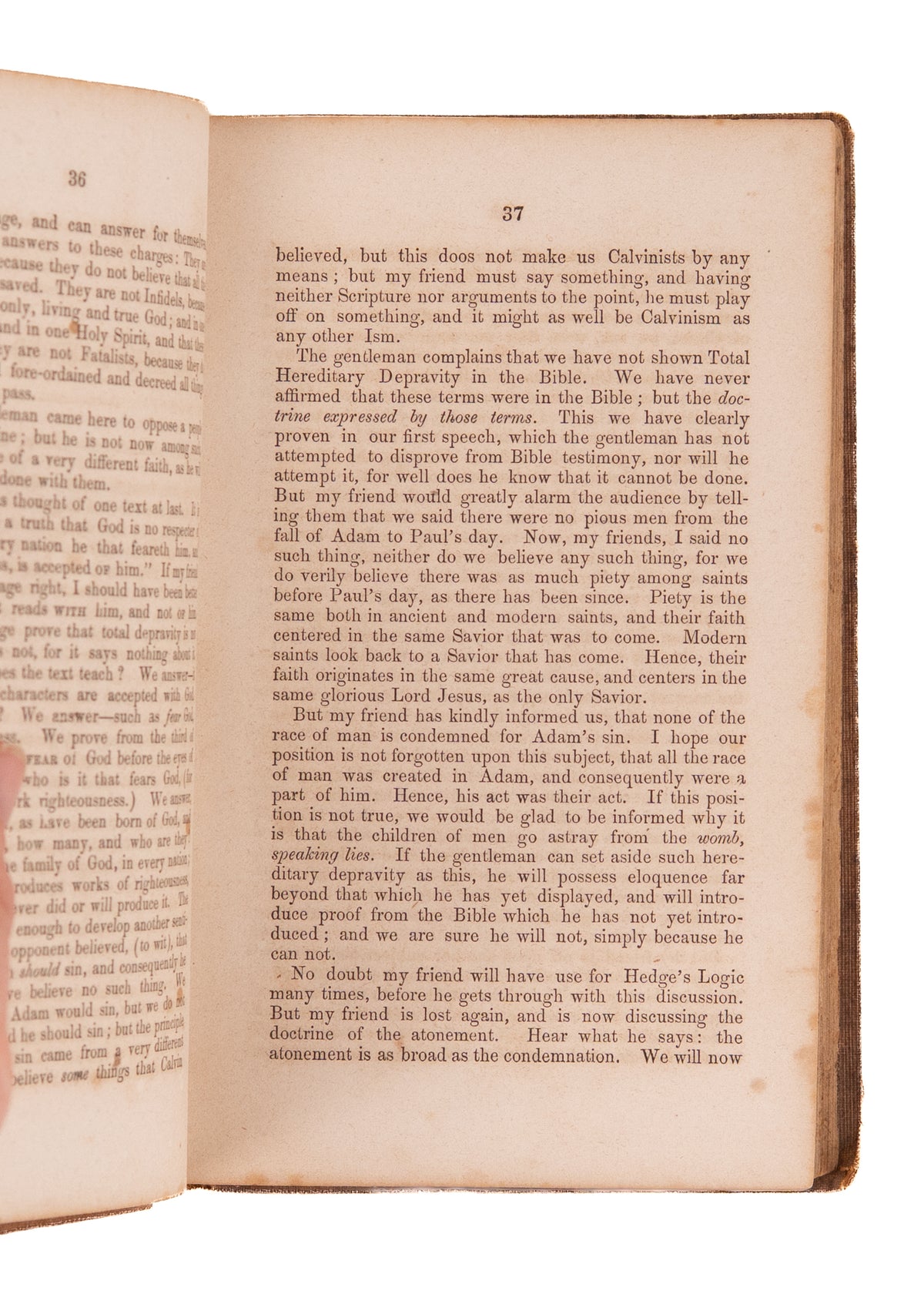1854 CALVINISM & BAPTISM. Rare Indiana Debate on Total Hereditary Depravity