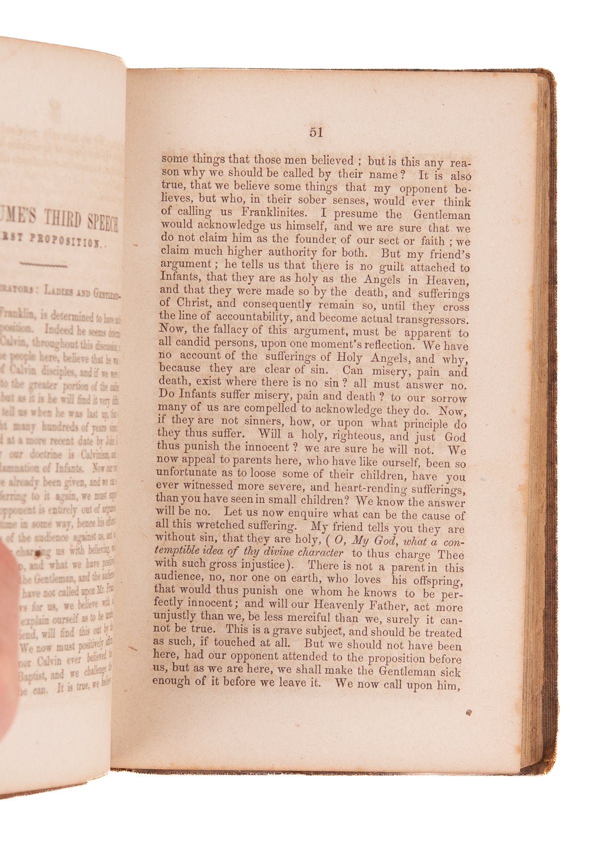1854 CALVINISM & BAPTISM. Rare Indiana Debate on Total Hereditary Depravity