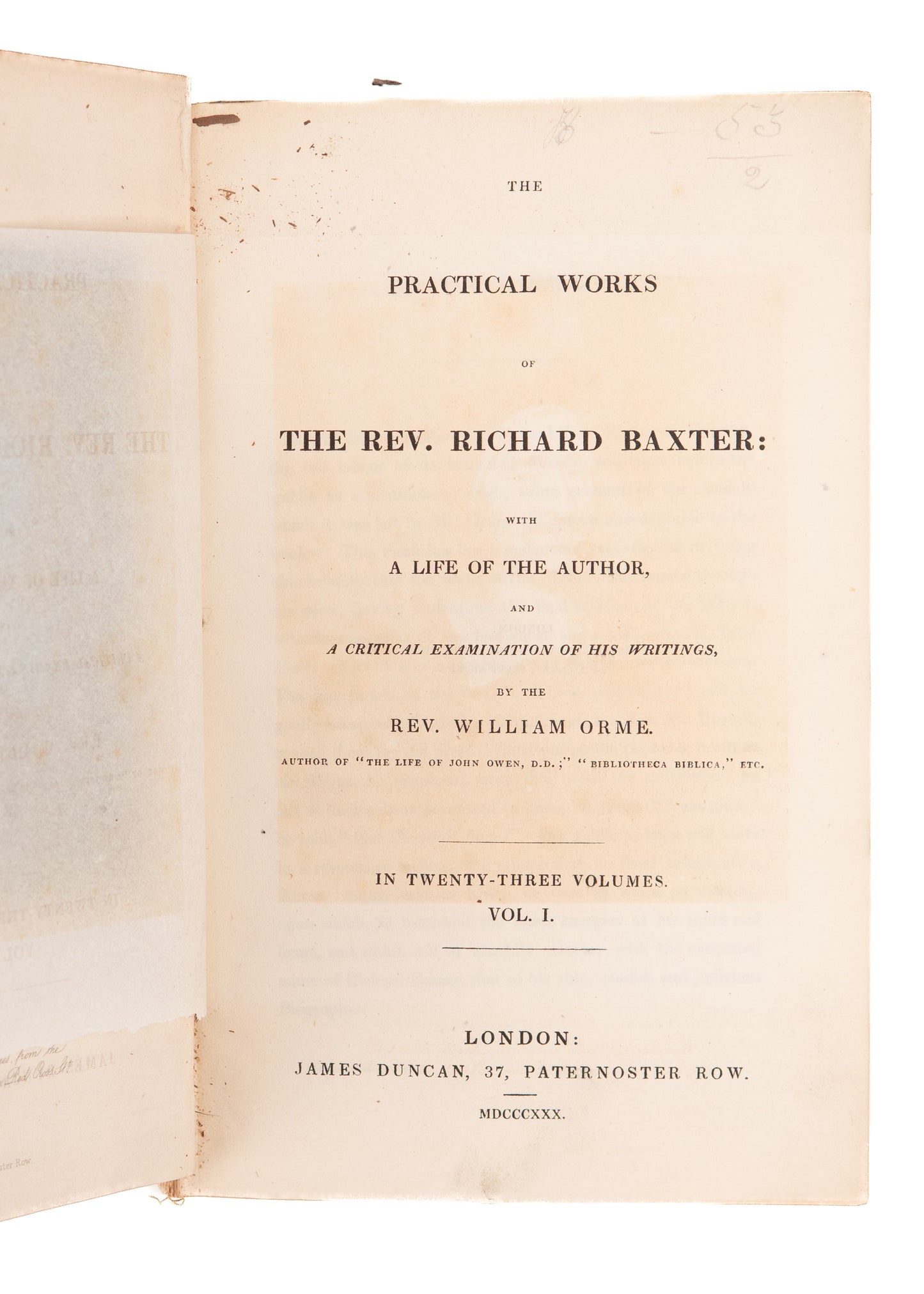 1830 RICHARD BAXTER. 23 Vol. Set of the Practical Works of the Rev. Richard Baxter.