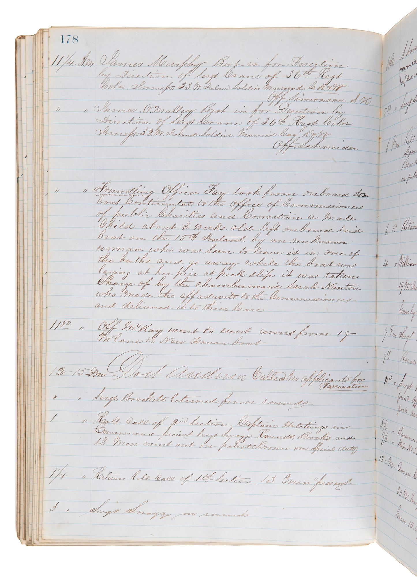 1861 NEW YORK CIVIL WAR POLICE DIARY. Deserters, Fires in Firework Shops, Crime of Insanity, Soldier Sexual Assault, &c