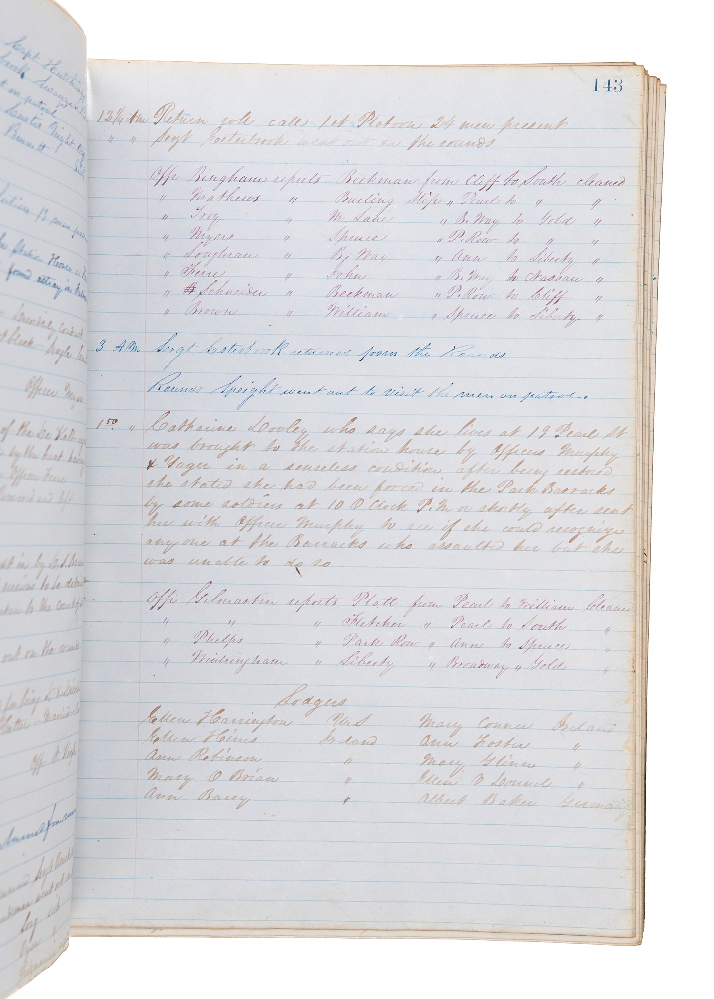1861 NEW YORK CIVIL WAR POLICE DIARY. Deserters, Fires in Firework Shops, Crime of Insanity, Soldier Sexual Assault, &c