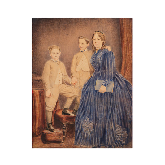 1861 SUSANNAH SPURGEON. Superb Painting of Susannah Spurgeon & Her Boys. Owned Spurgeon Family.