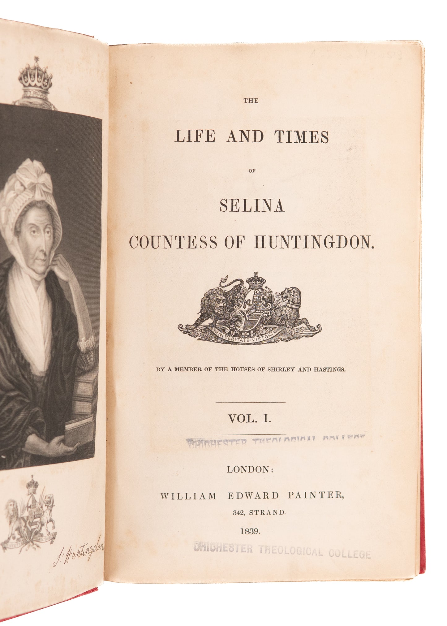 1839 SELINA COUNTESS OF HUNTINGDON. Rare Life of Financier of the Great Awakening.