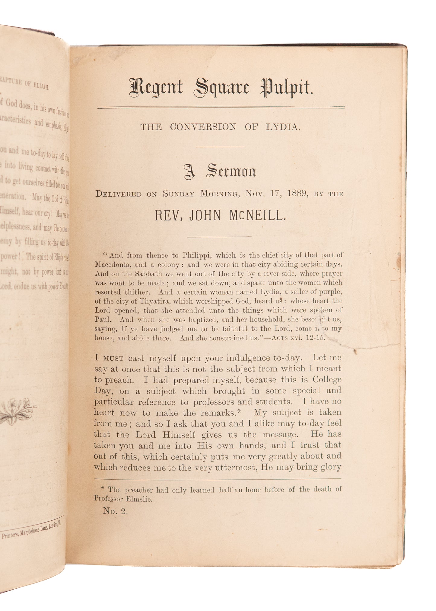 1890 JOHN MCNEILL. Sermons Preached from the Regent Square Pulpit. The Scotch Spurgeon.