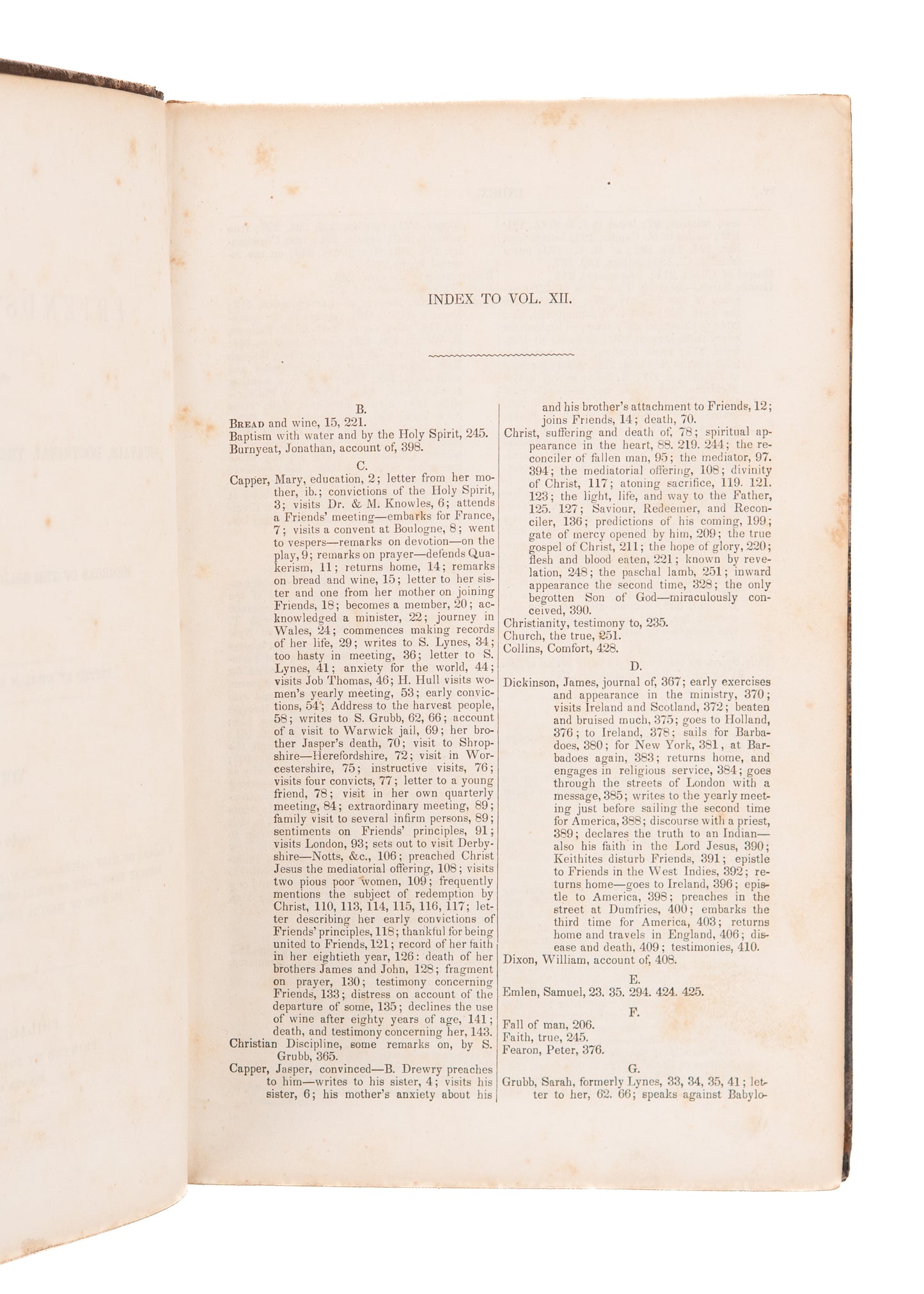 1848 FRIEND'S LIBRARY #12. 18th Century Quaker Memoirs of Mary Capper, Sarah Grubb, &c.