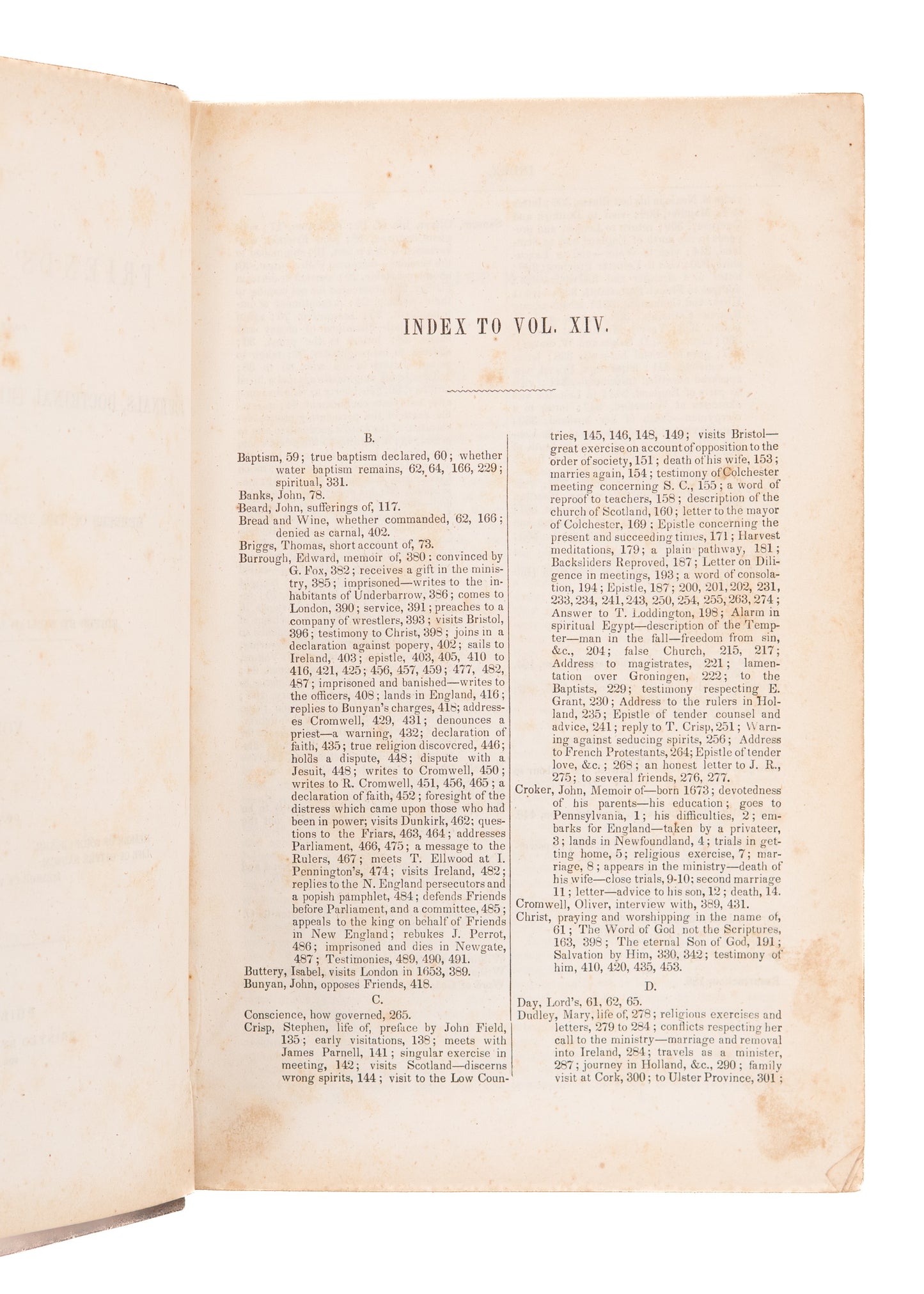 1850 FRIEND'S LIBRARY #14. 17th Century Quarker Memoirs of John Croker, Mary Dudley, etc.