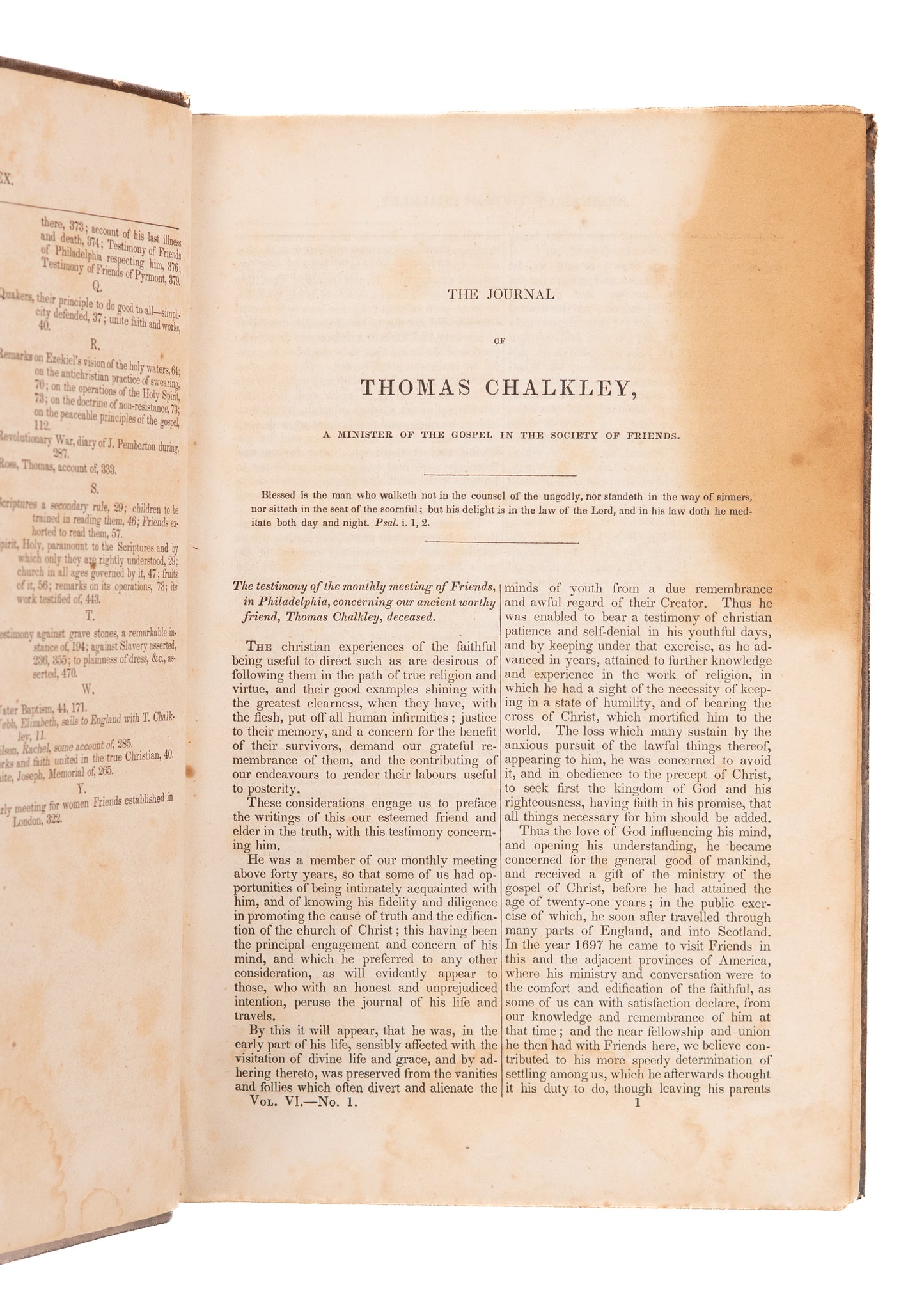 1842 FRIEND'S LIBRARY #6. 17th & 18th Century Quaker Memoirs of Sarah Morris, Thomas Chalkley &c.