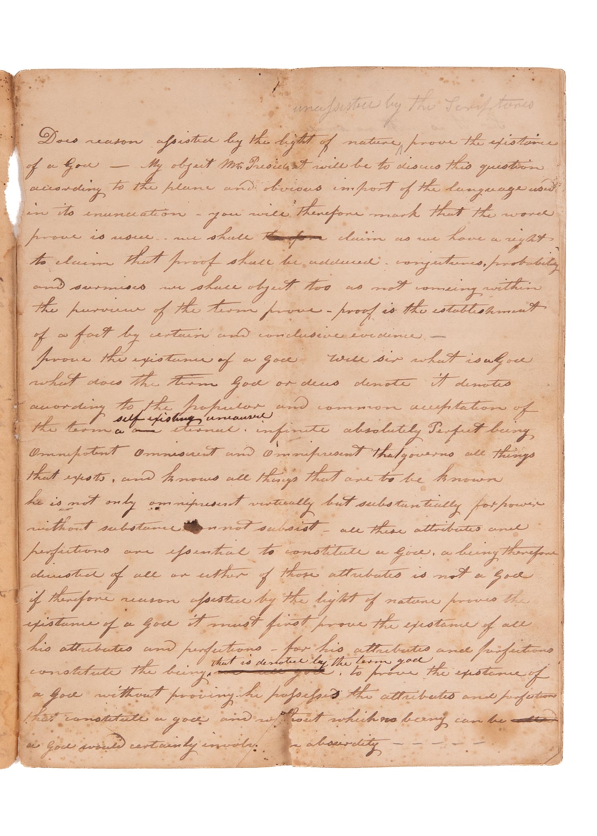 c.1841 BAPTIST APOLOGETICS. 22pp Unpublished MSs Argues Rationalism Useless - Divine Revelation Necessary