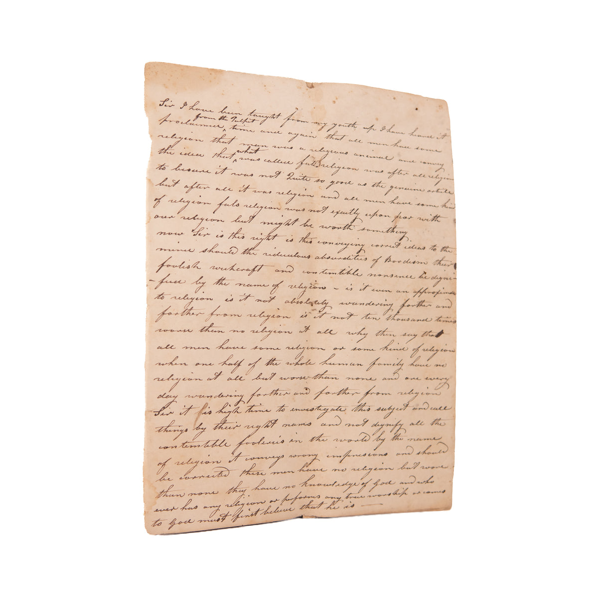 c.1841 BAPTIST APOLOGETICS. 22pp Unpublished MSs Argues Rationalism Useless - Divine Revelation Necessary