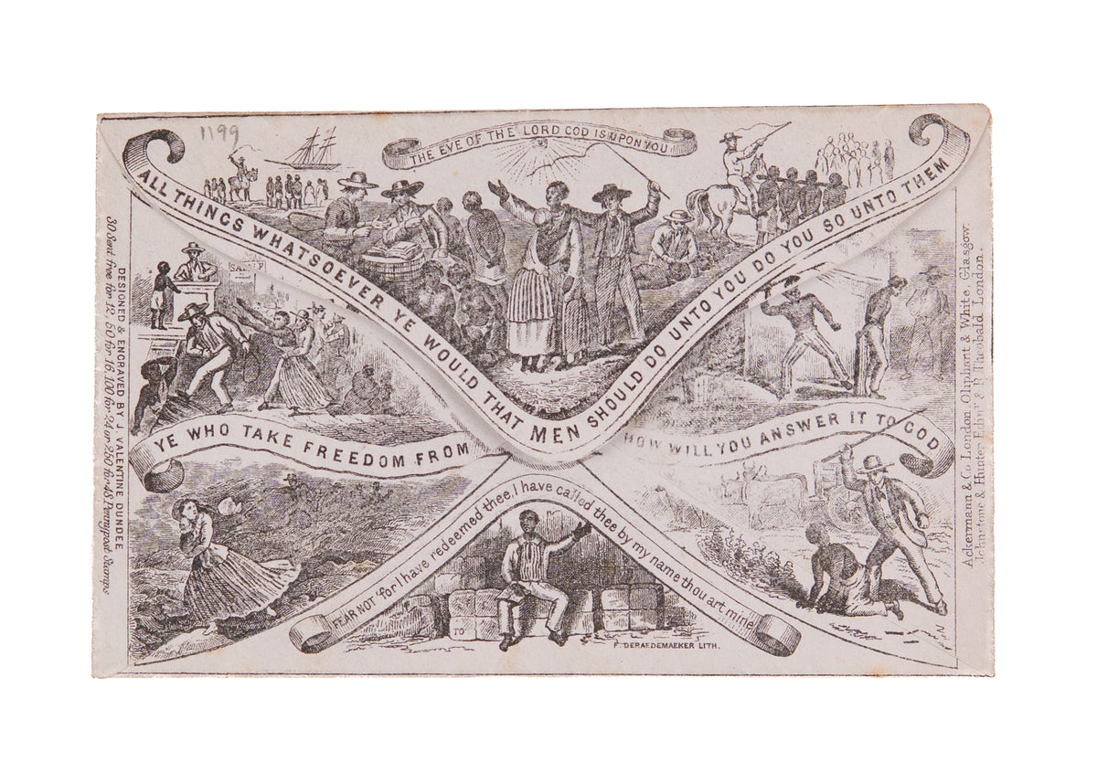 1853 / 1890 UNCLE TOM's CABIN. Deraedemaker Print of Valentine's Anti-Slavery Mail Cover.