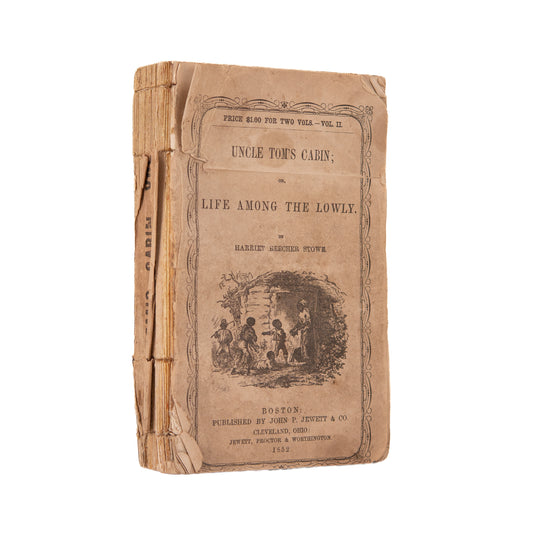 1852 HARRIET BEECHER STOWE. Uncle Tom's Cabin. Rare Early Impression in Wraps.