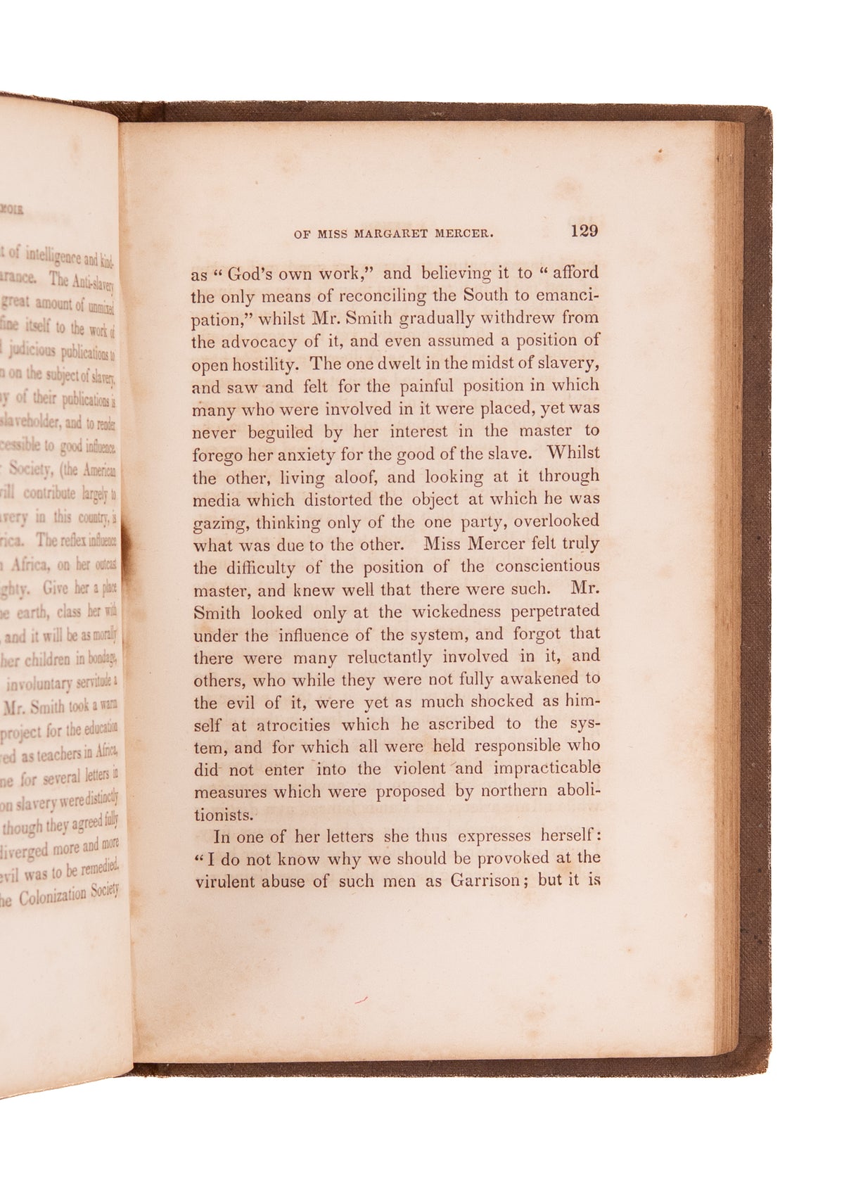 1848 CASPAR MORRIS. Memoir of Abolitionist & Slave Educator, Miss Margaret Mercer.