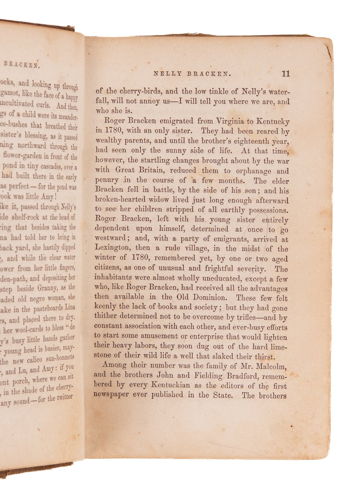 1855 ANNIE CHAMBERS BRADFORD. Nelly Bracken. A Southern Kentucky Tale - Wrote Confederate National Anthem.