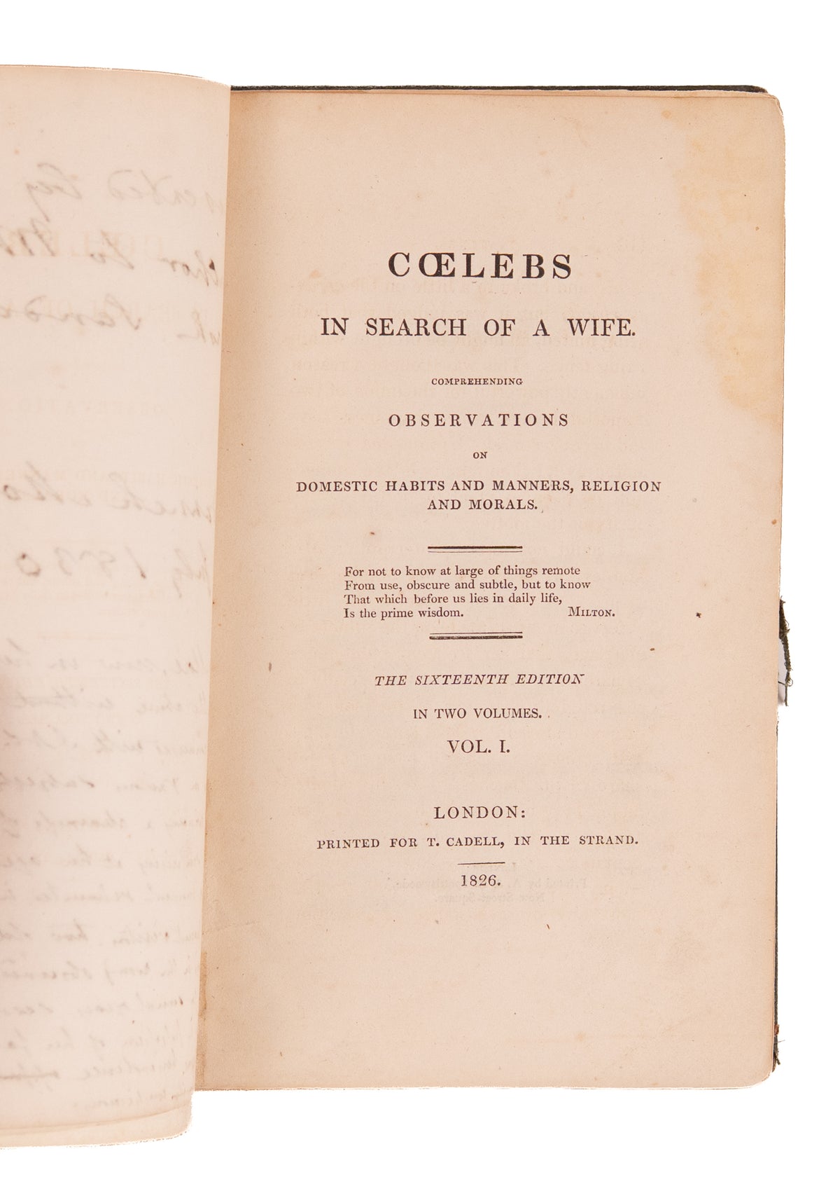 1830 HANNAH MORE. 87 Year Old Hannah More Signs a Book + First-Hand Unpublished Biographical Note.
