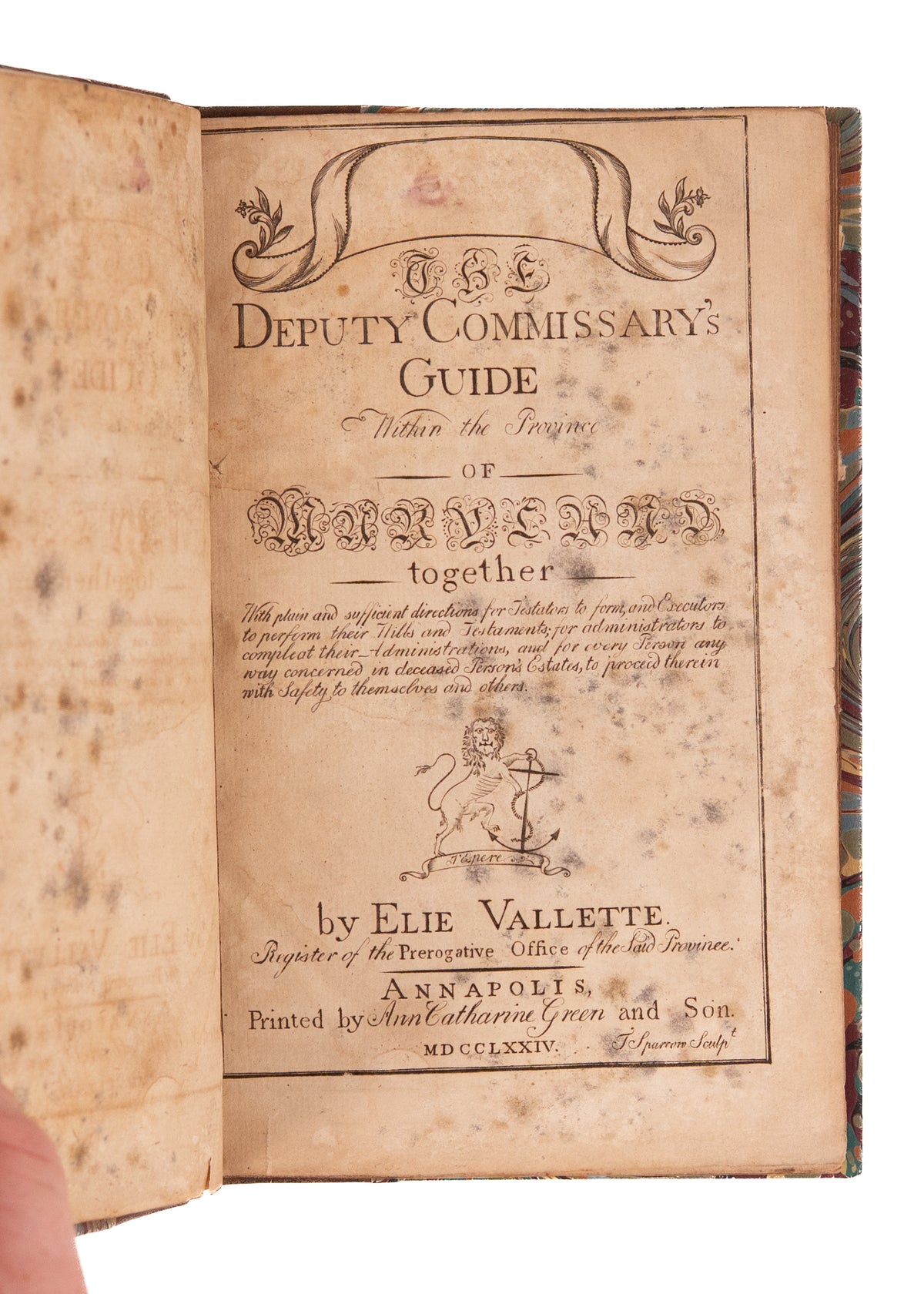 1774 ANNAPOLIS IMPRINT. First American Legal Work to Discuss Wills & Heritability of Enslaved Persons