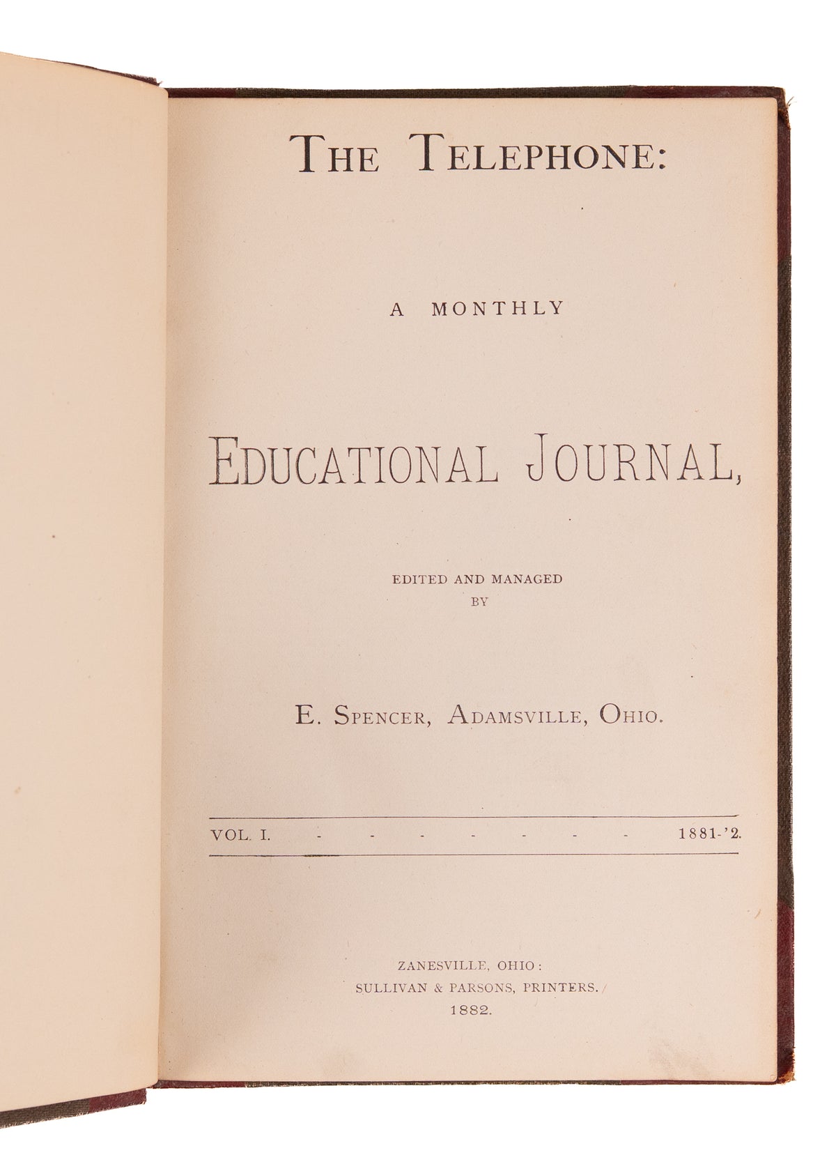1881-2 THE TELEPHONE. Rare Rural Teacher Peer Journal - Whipping, Charles Darwin & Education of Women.