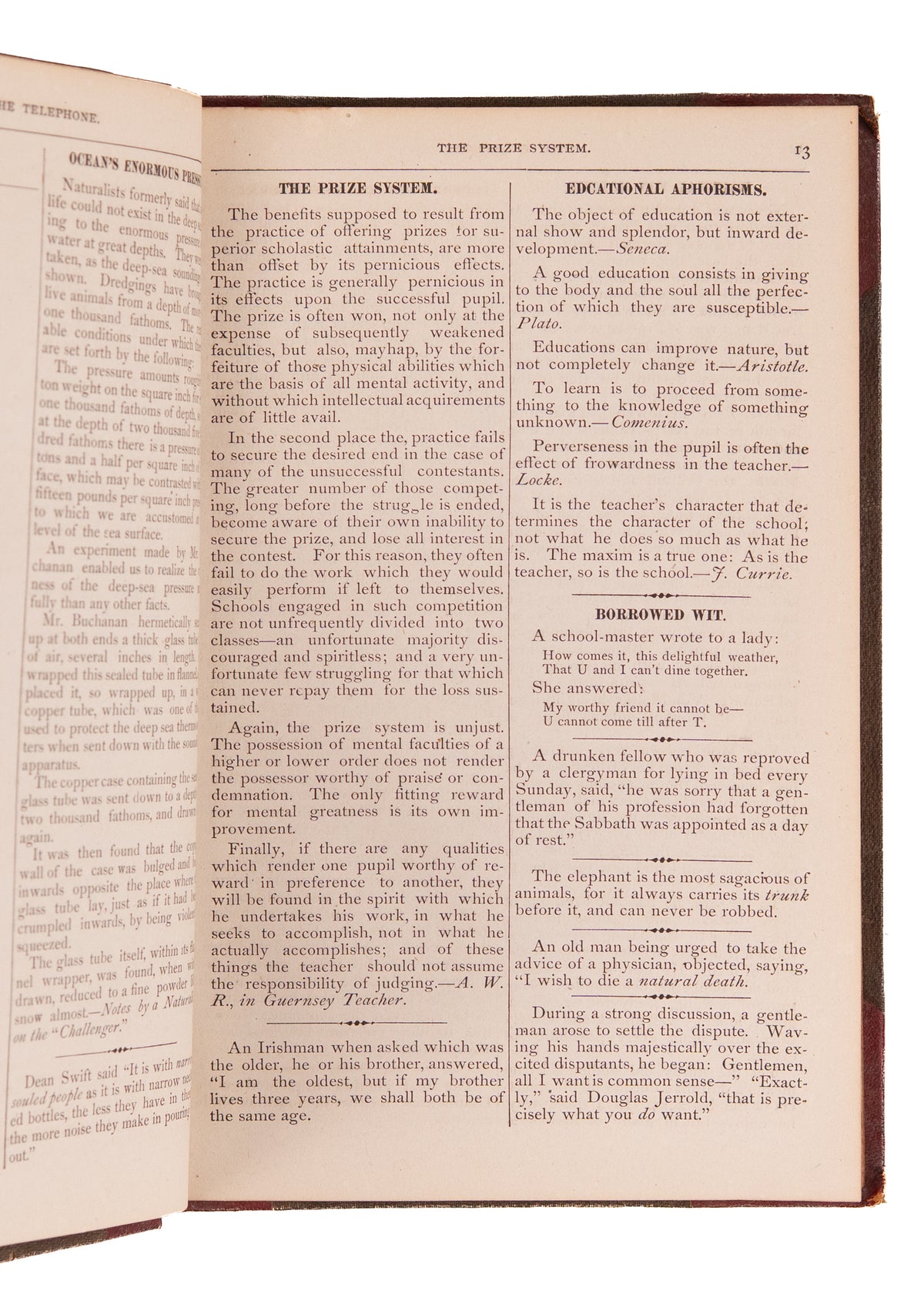 1881-2 THE TELEPHONE. Rare Rural Teacher Peer Journal - Whipping, Charles Darwin & Education of Women.