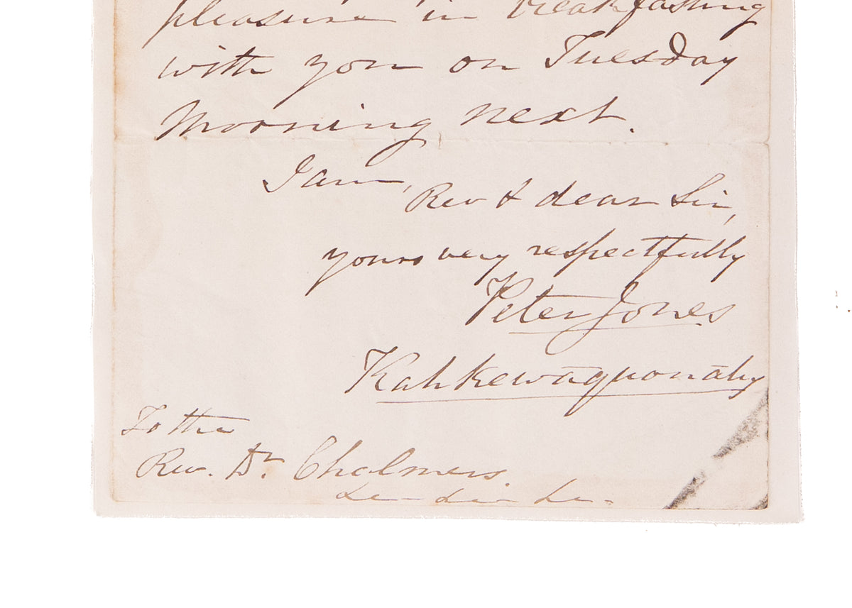 1845 PETER JONES - KAHKEWAQUONABY. Rare Ojibwe Missionary Meeting with Thomas Chalmers for Support
