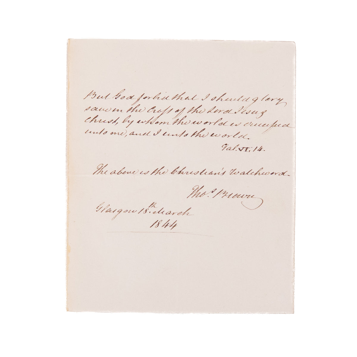 1844 THOMAS BROWN. God Forbid that I Should Glory Quote by Scottish Disruption Divine.