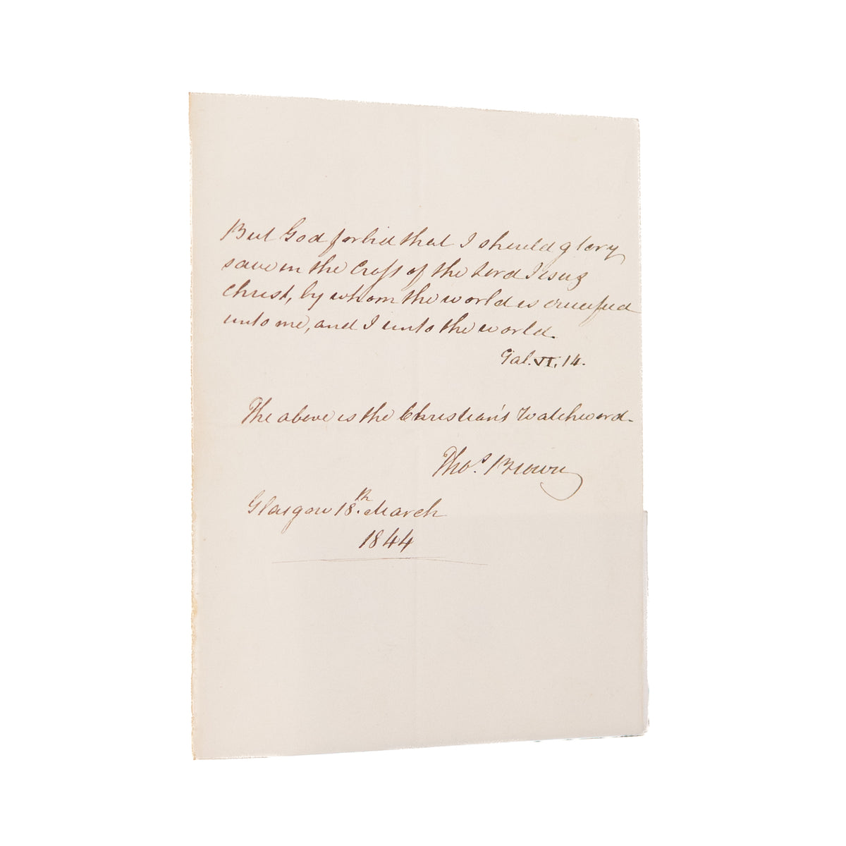 1844 THOMAS BROWN. God Forbid that I Should Glory Quote by Scottish Disruption Divine.