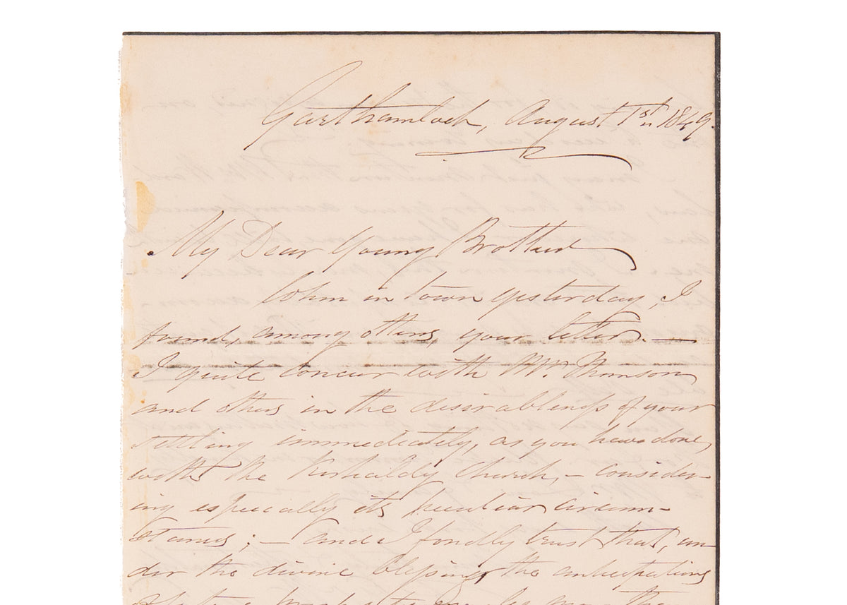 1849 RALPH WARDLAW. Prominent Divine to Speak in Scotland - Wants a Comfy Bed for He and His Wife.