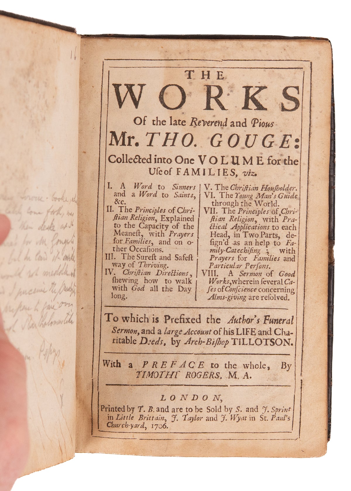 1706 THOMAS GOUGE. Practical Works of Influential Puritan in Original Paneled Calf Binding. Rare.