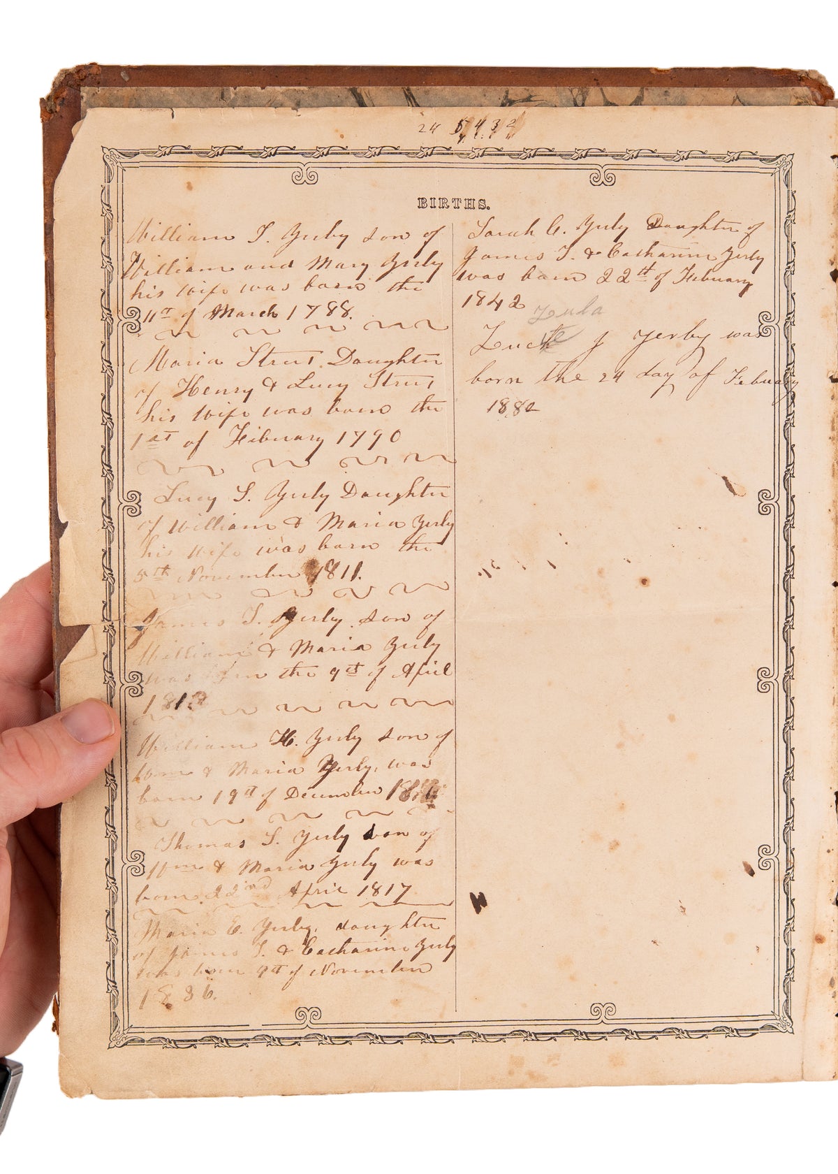 1848 VIRGINIA PLANTATION BIBLE. With Records of Enslaved Persons' Births Up through Emancipation Proclamation
