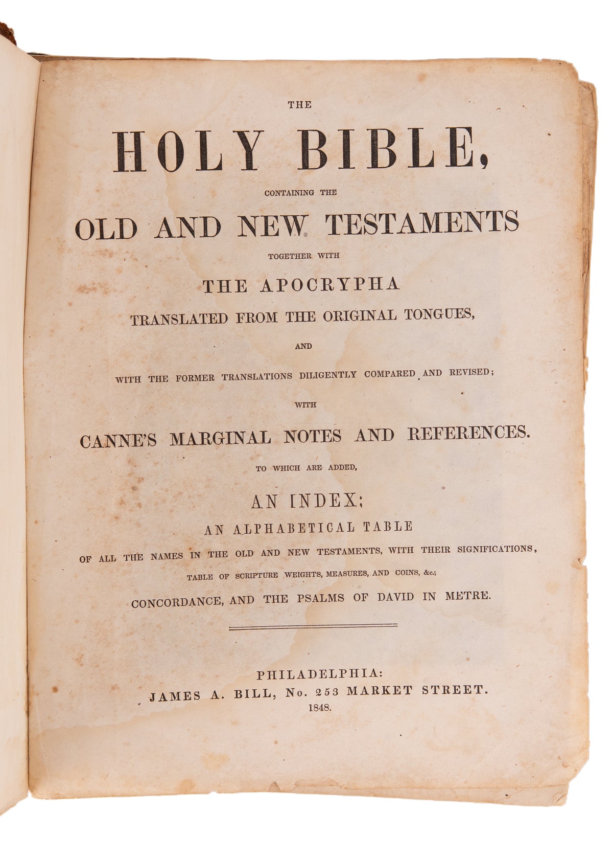 1848 VIRGINIA PLANTATION BIBLE. With Records of Enslaved Persons' Births Up through Emancipation Proclamation