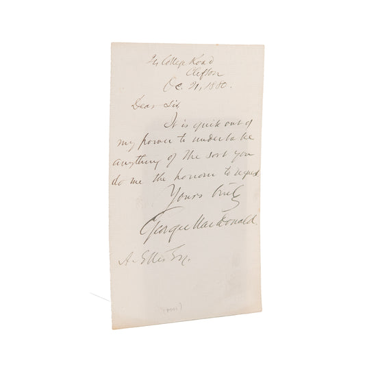 1880 GEORGE MACDONALD. Superb, One Page Framing Example Autograph Letter. C. S. Lewis "Mentor"