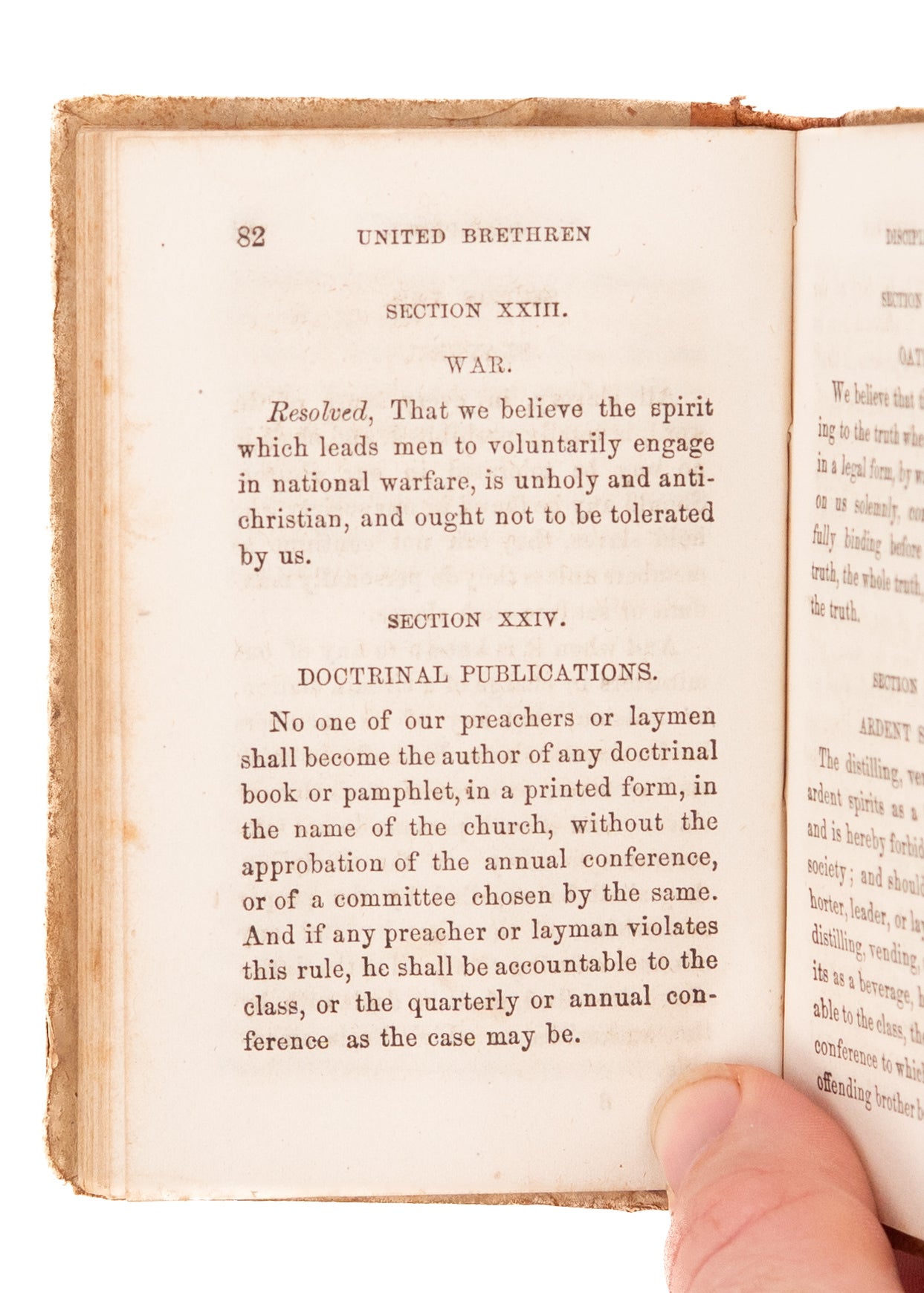 1861 SLAVERY. Anti-Slavery Constitution and Discipline of the United Brethren in Christ.