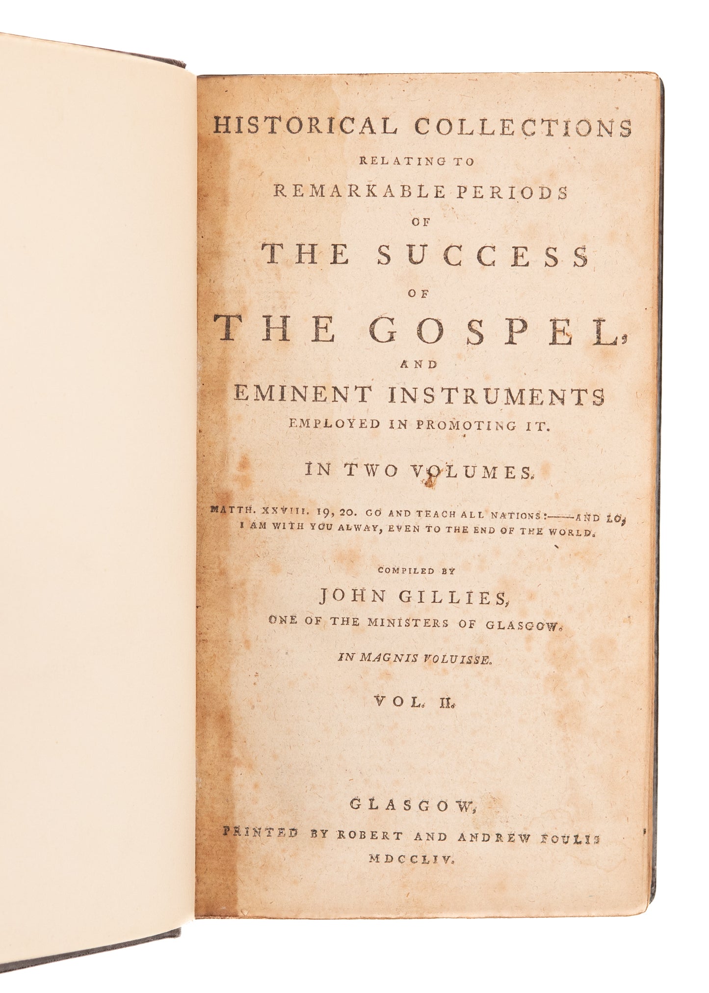 1754 JOHN GILLIES [ED.]. Scarce First Edition of His Historical Collections of Revivals of Religion.